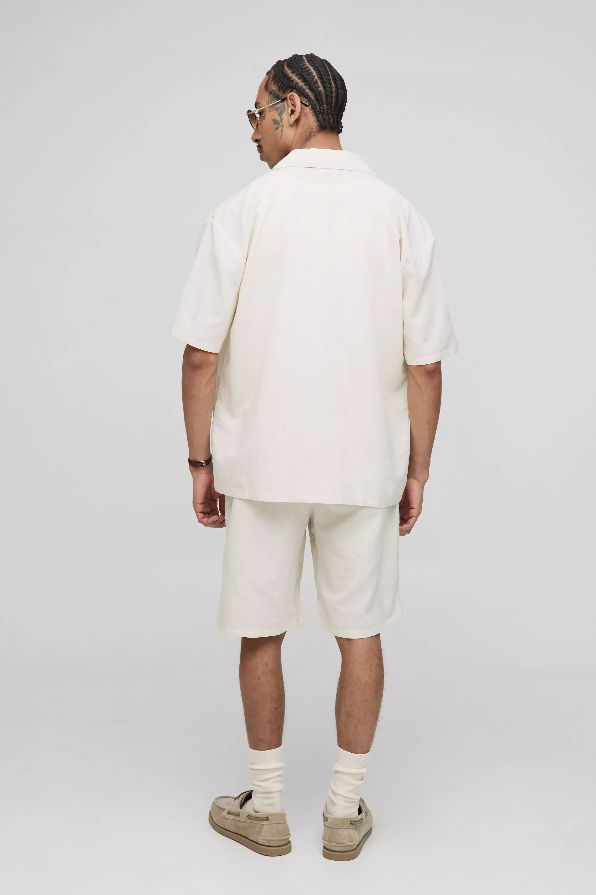 Ensemble oversize en organza avec chemise et short, Natural autre image