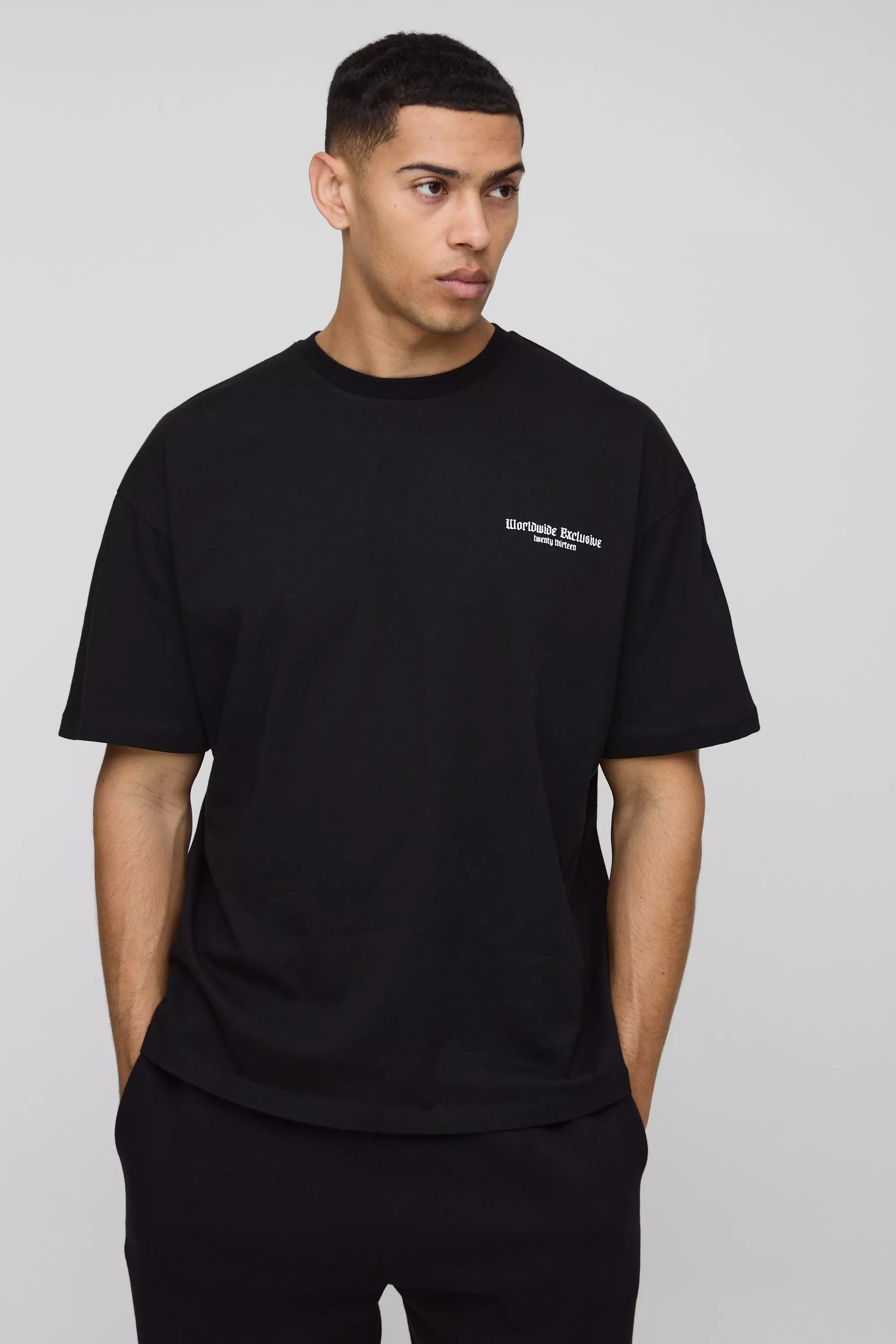 Black Oversized Worldwide Graffiti Print T-Shirt alternative image