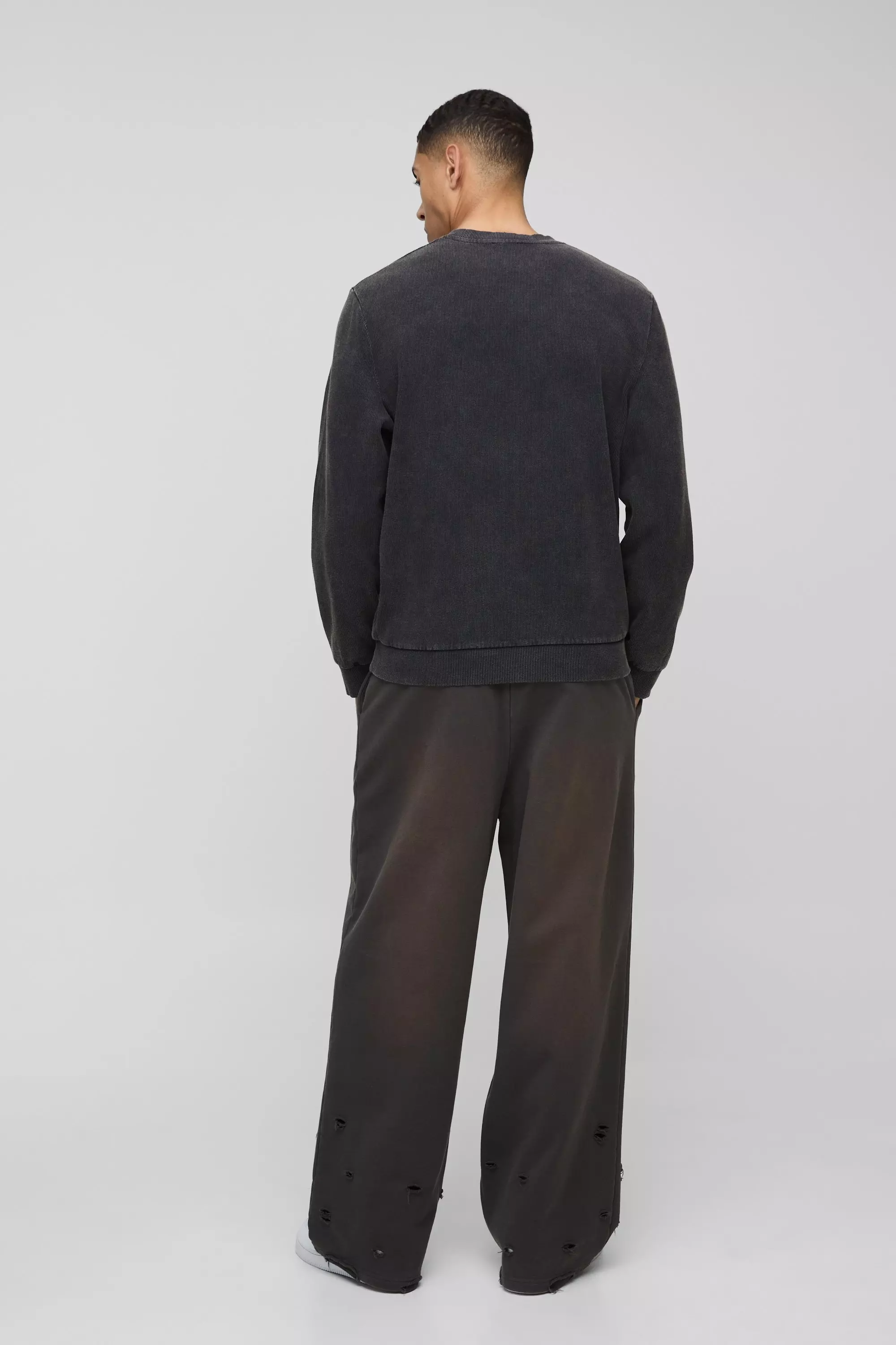 Sweat droit délavé à broderie - MAN, Charcoal autre image