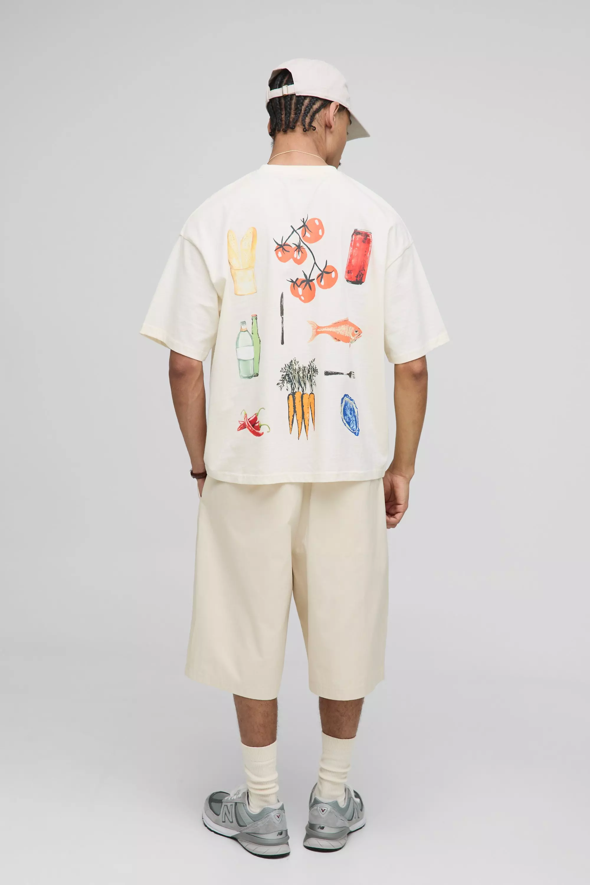 Sand Relaxed Fit Fixed Waistband Pleat Detail Jorts alternative image
