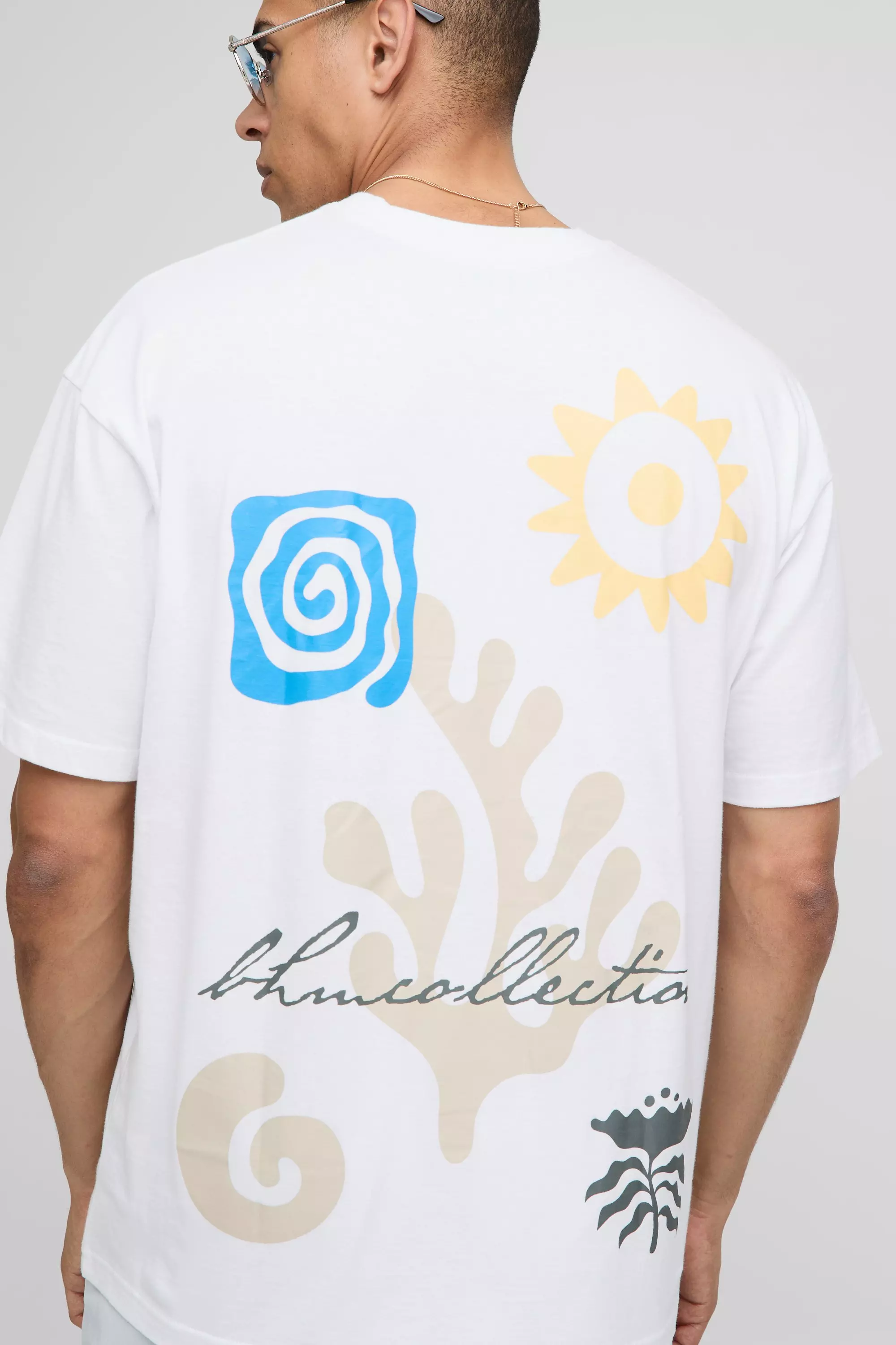 T-shirt oversize à imprimé abstrait, White autre image