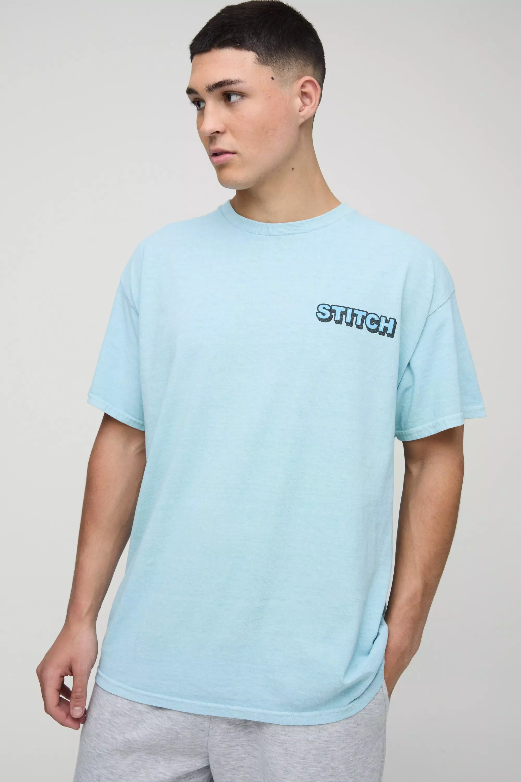 T-shirt oversize délavé à imprimé Disney, Blue autre image