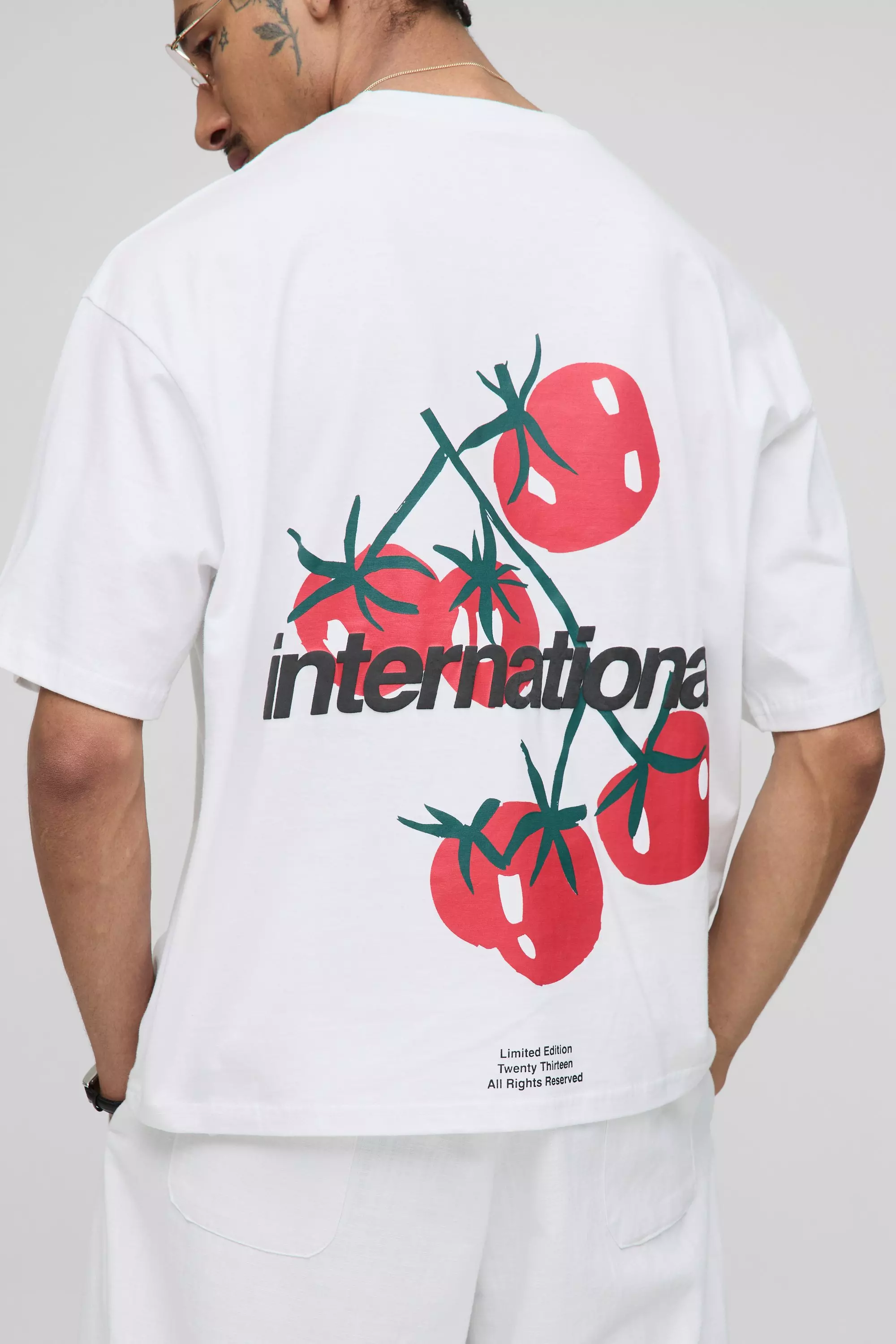 Oversized Boxy Tomato Graphic T-Shirt White