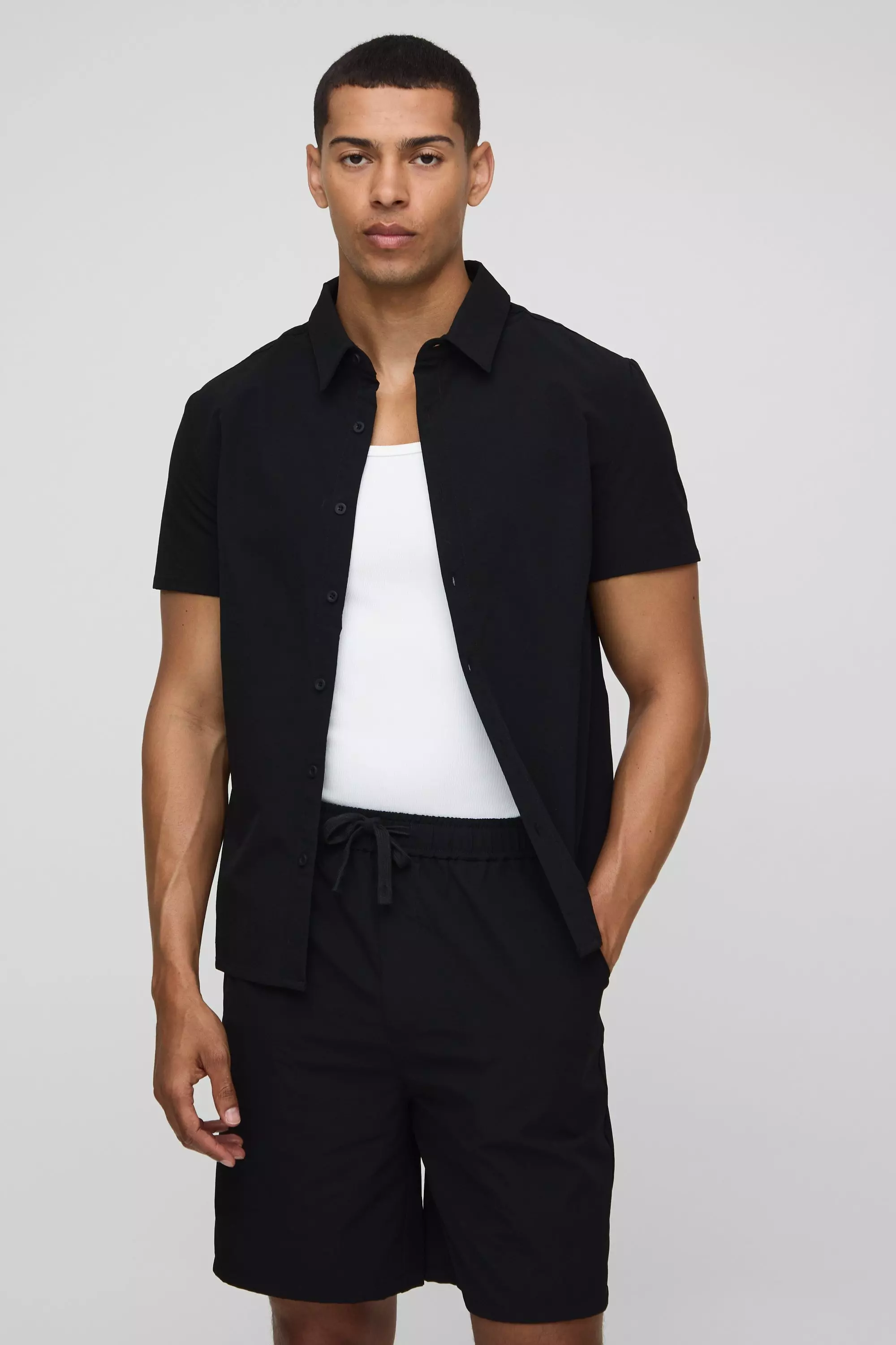 Black Regular Fit Technical Stretch Collared Shirt alternative image