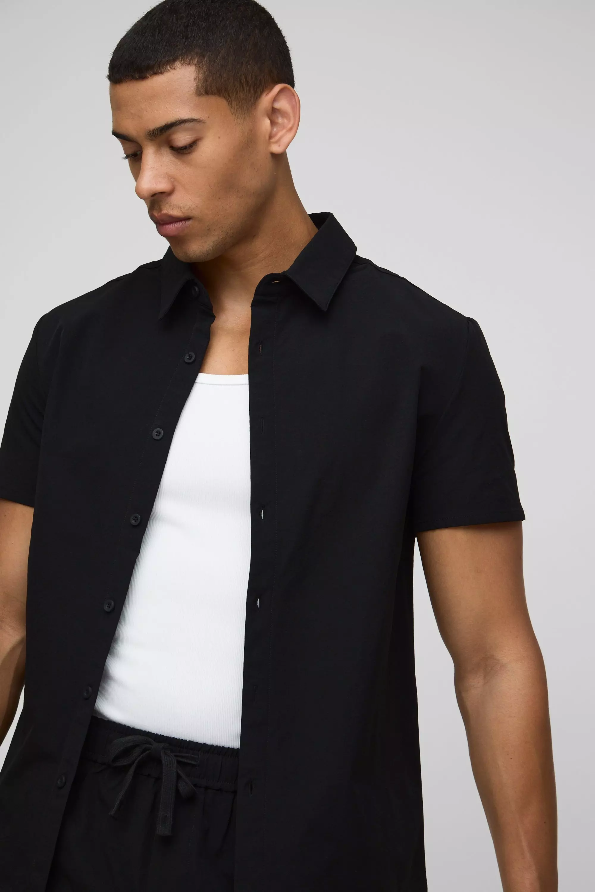 Black Regular Fit Technical Stretch Collared Shirt alternative image