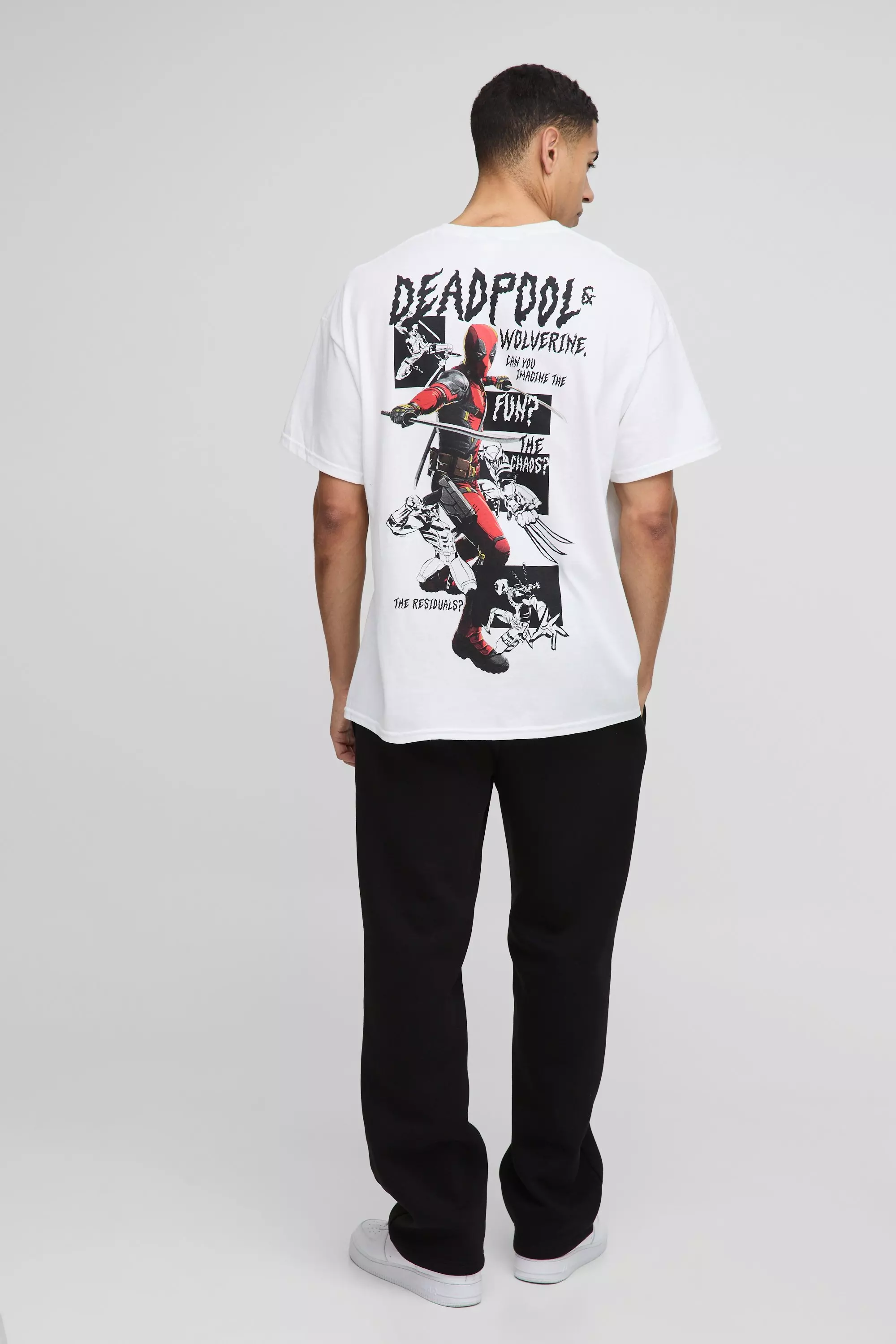 White Oversized Deadpool Marvel License Printed T-Shirt alternative image