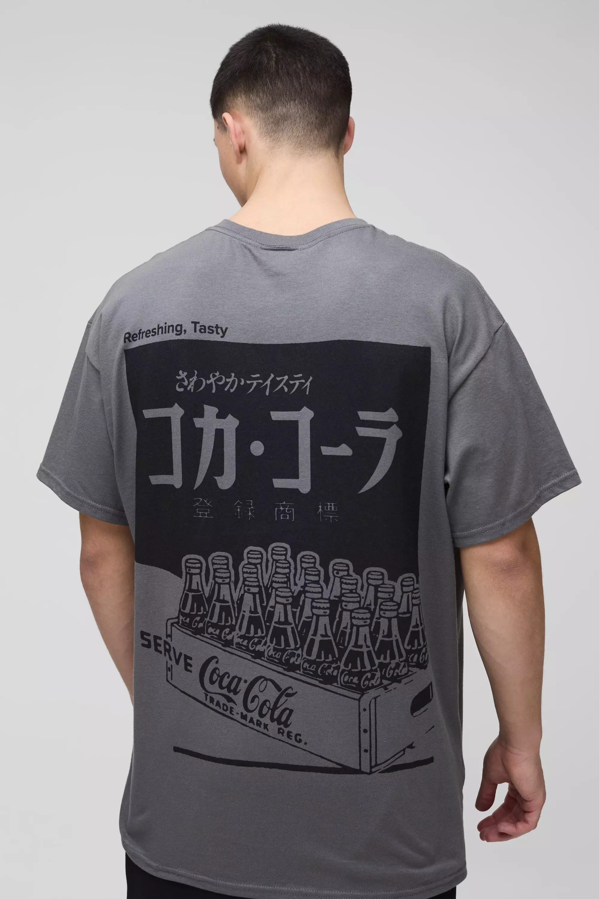 Charcoal Oversized Coca Cola License Graphic T Shirt alternative image
