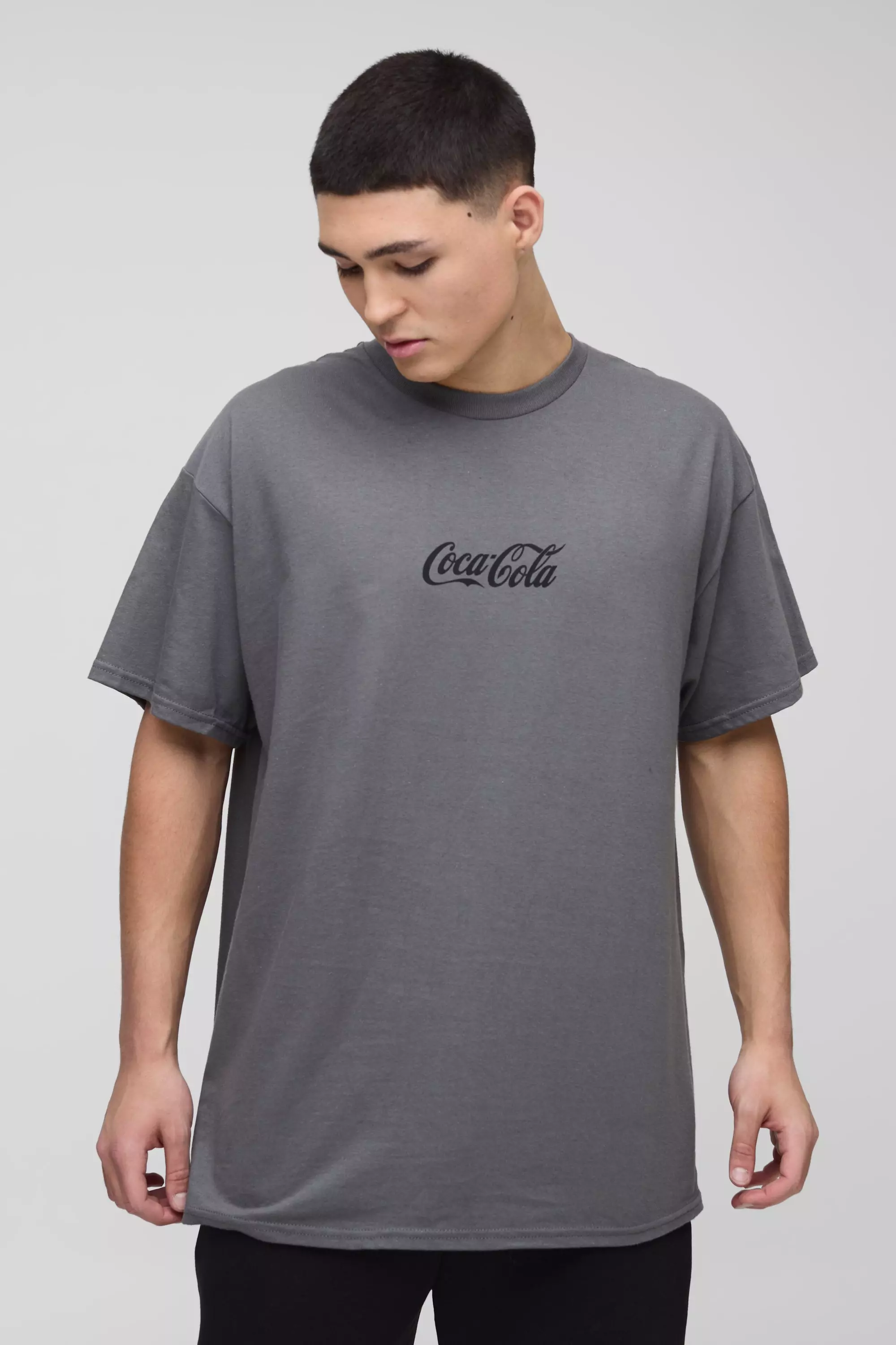 Charcoal Oversized Coca Cola License Graphic T Shirt alternative image