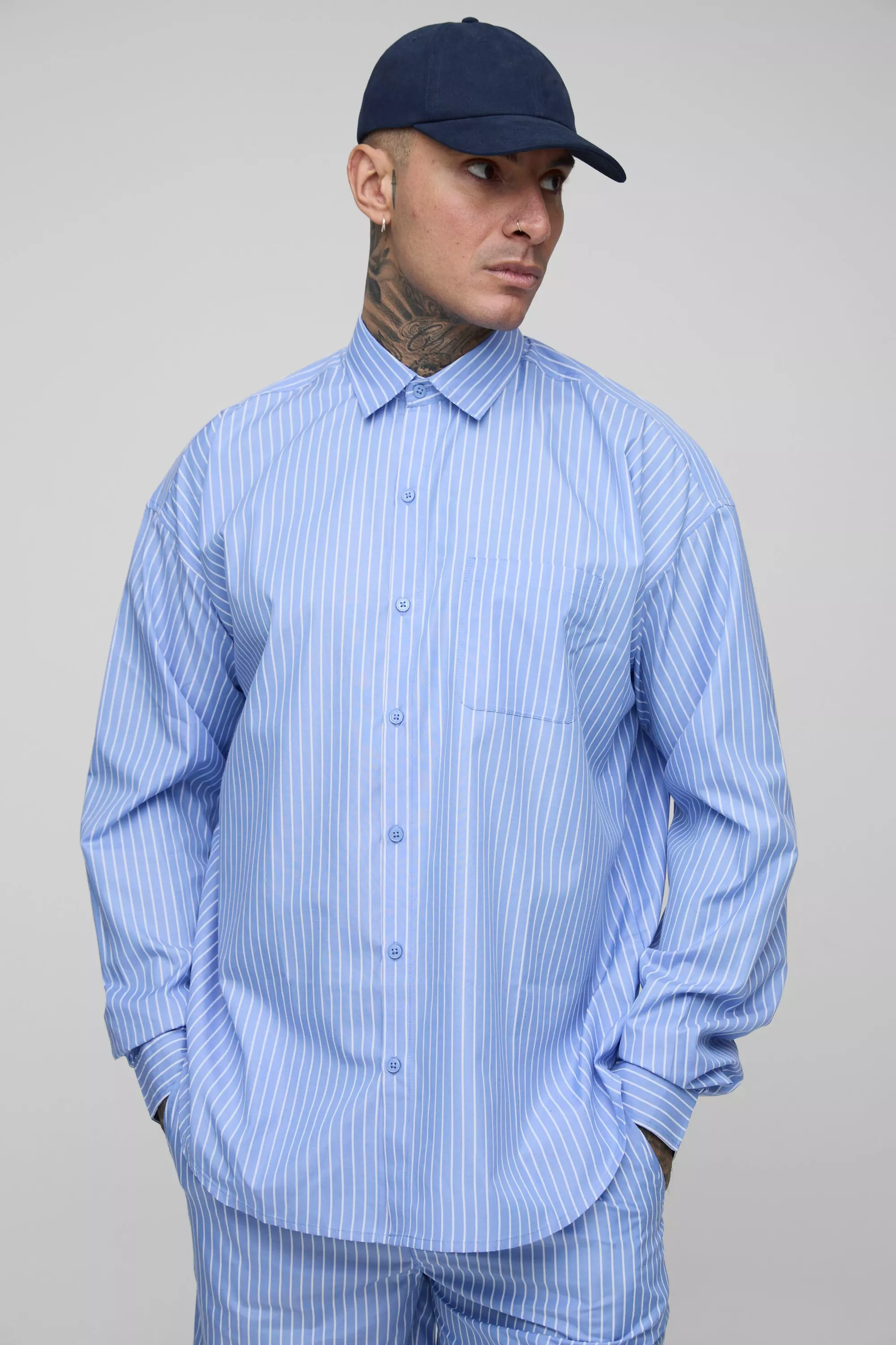 Tall - Chemise rayée en popeline, Blue autre image