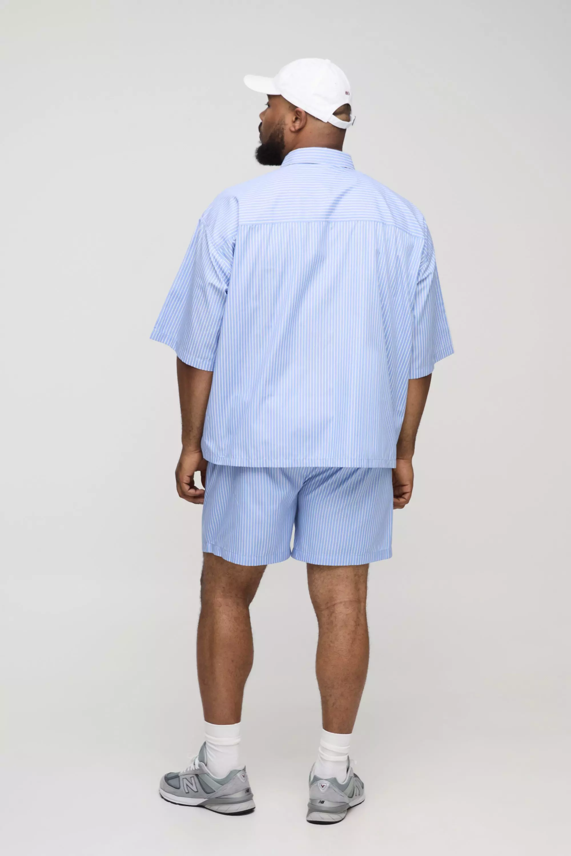 Plus lockere gestreifte Shorts mit Kordelzug, Blue alternatives Bild
