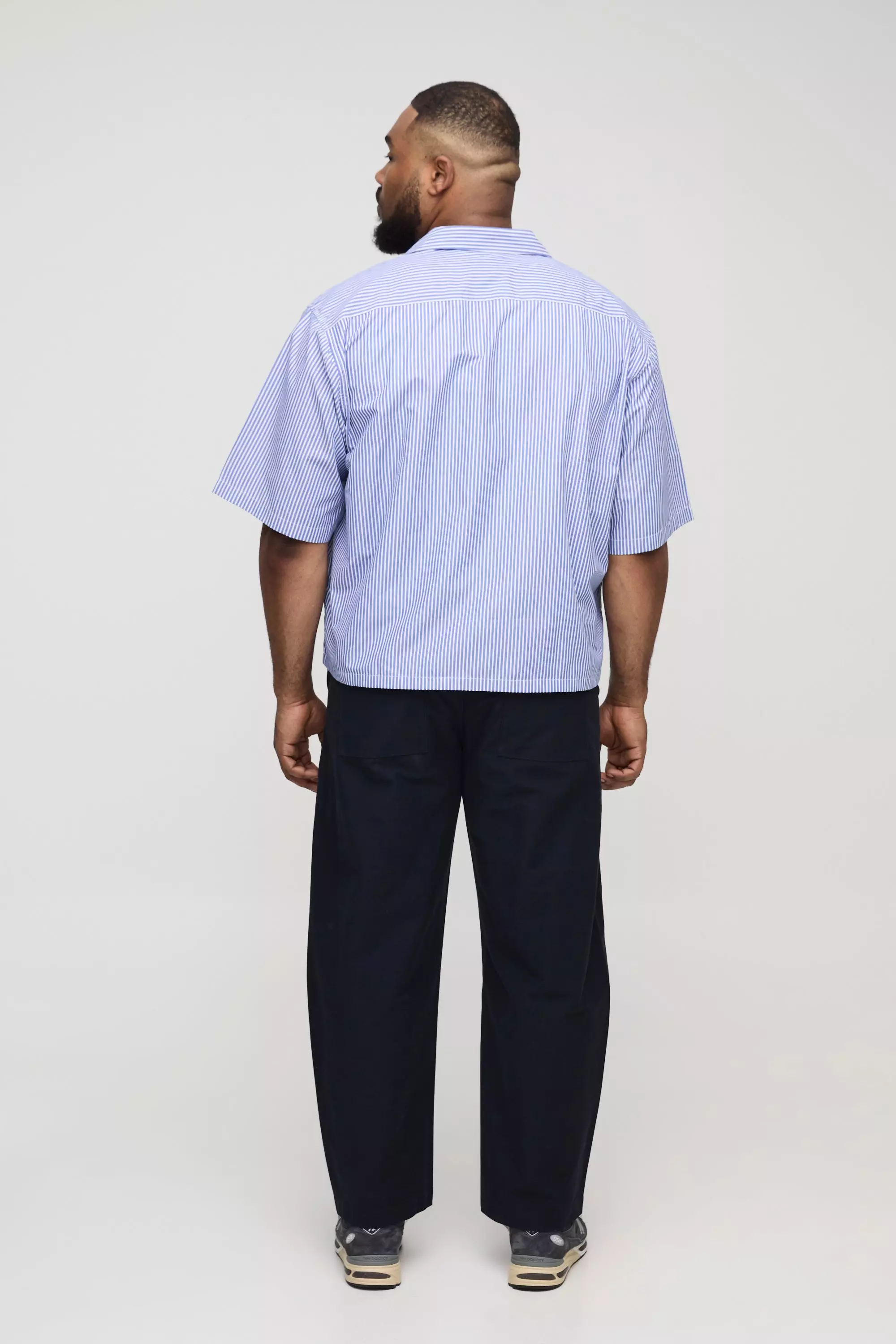 Blue Plus Oversized Gestreepte Boxy Poplin Blouse alternatieve afbeelding