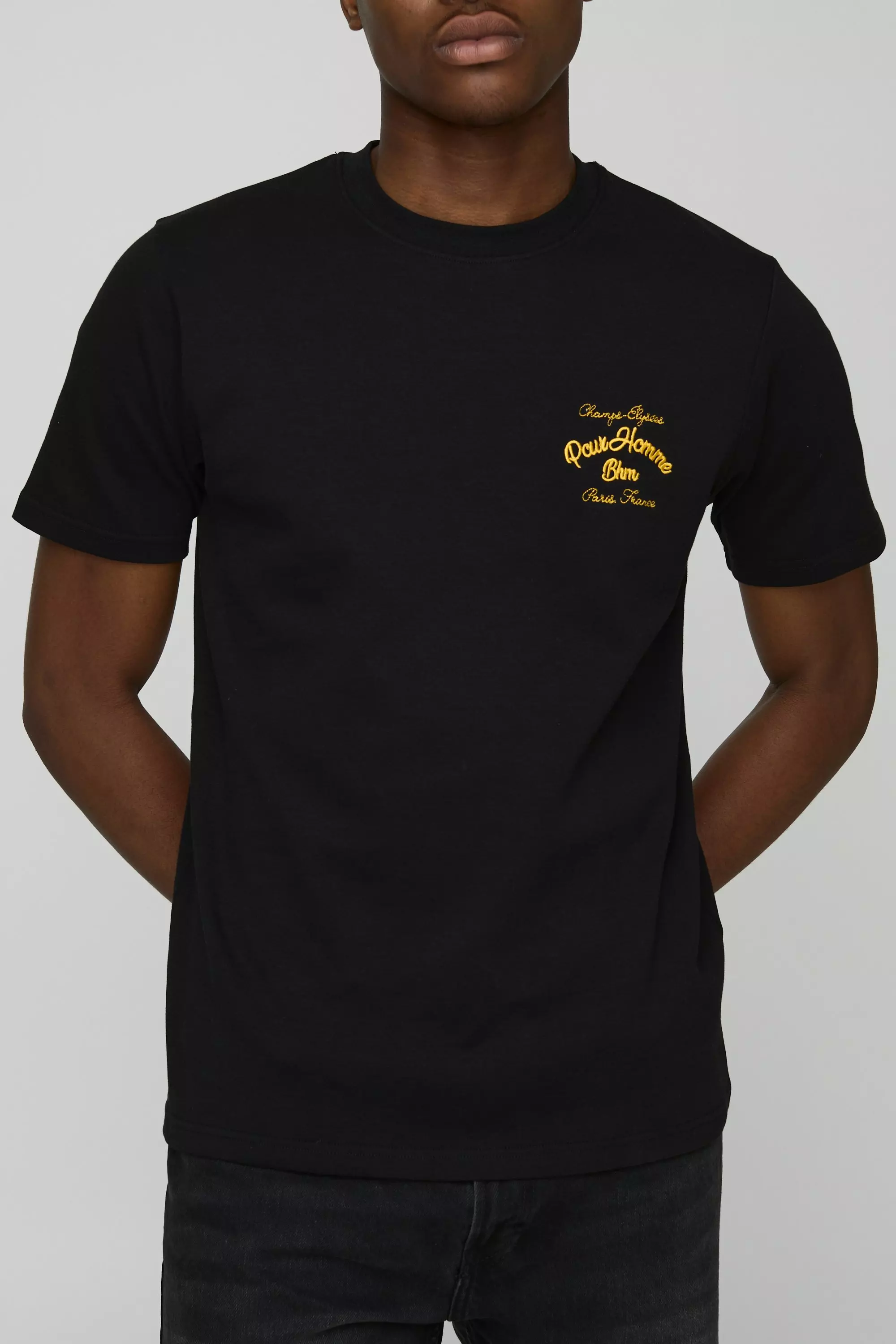 Black Slim Interlock Embroidered Homme T-Shirt alternative image
