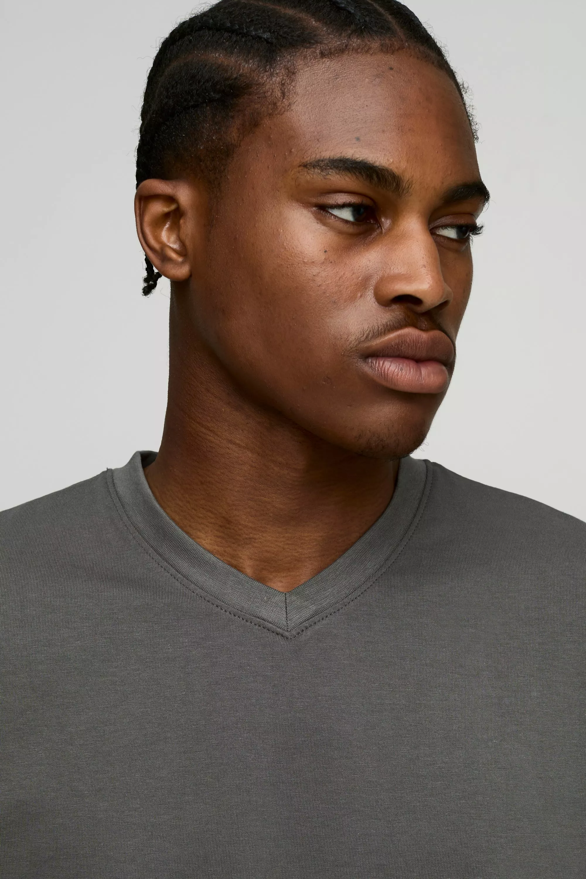 Charcoal Regular Fit Heavyweight V Neck T-Shirt alternative image