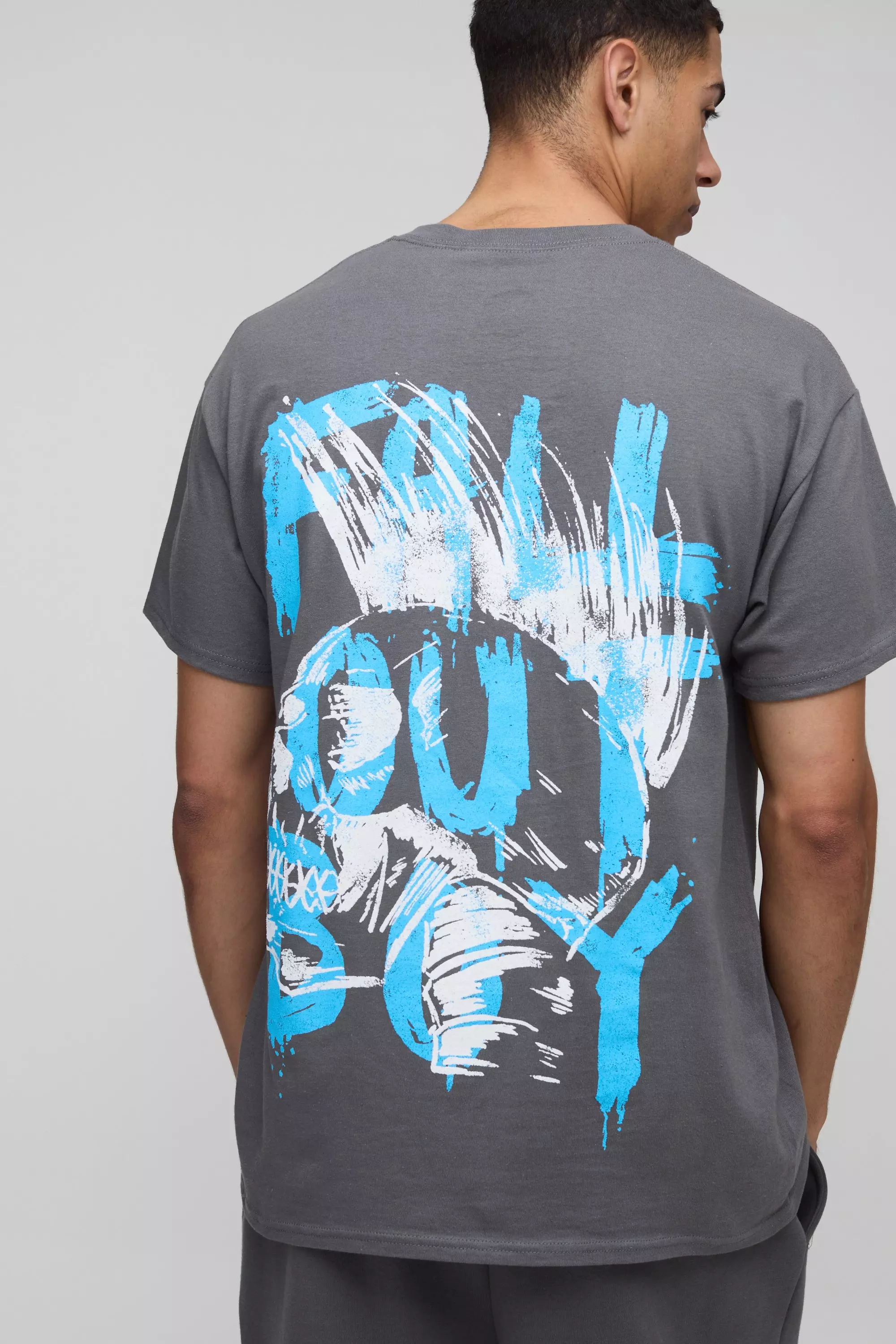 Charcoal Oversized Fall Out Boy Band License Printed T-Shirt alternative image