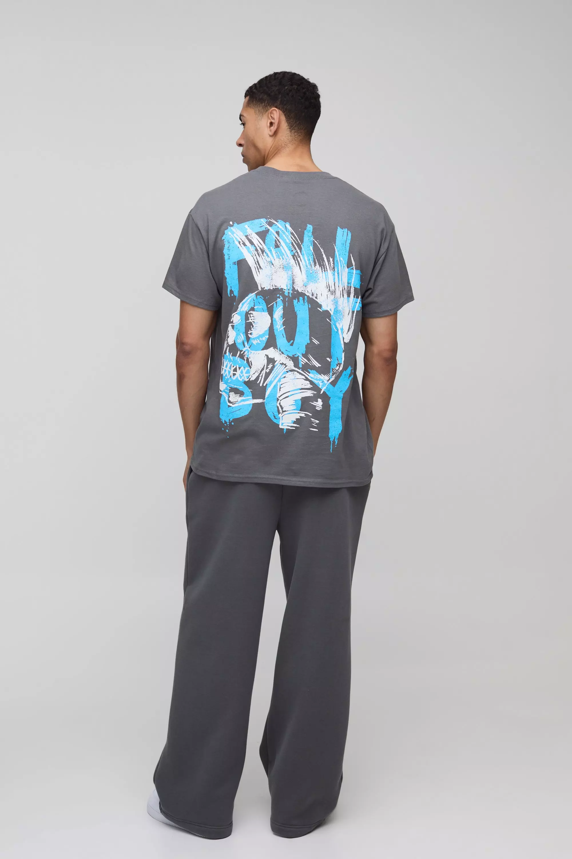 Charcoal Oversized Fall Out Boy Band License Printed T-Shirt alternative image