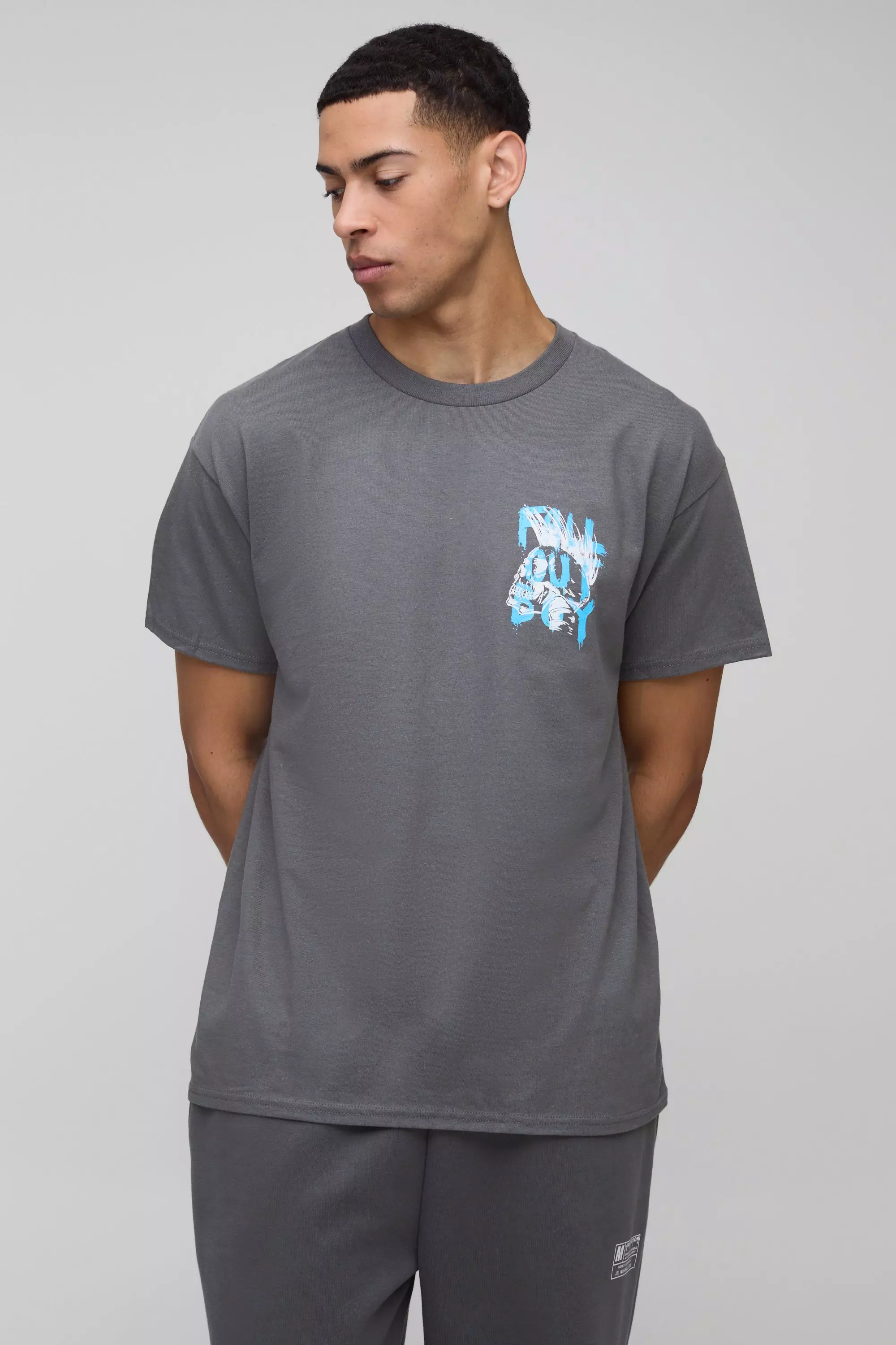 Charcoal Oversized Fall Out Boy Band License Printed T-Shirt alternative image
