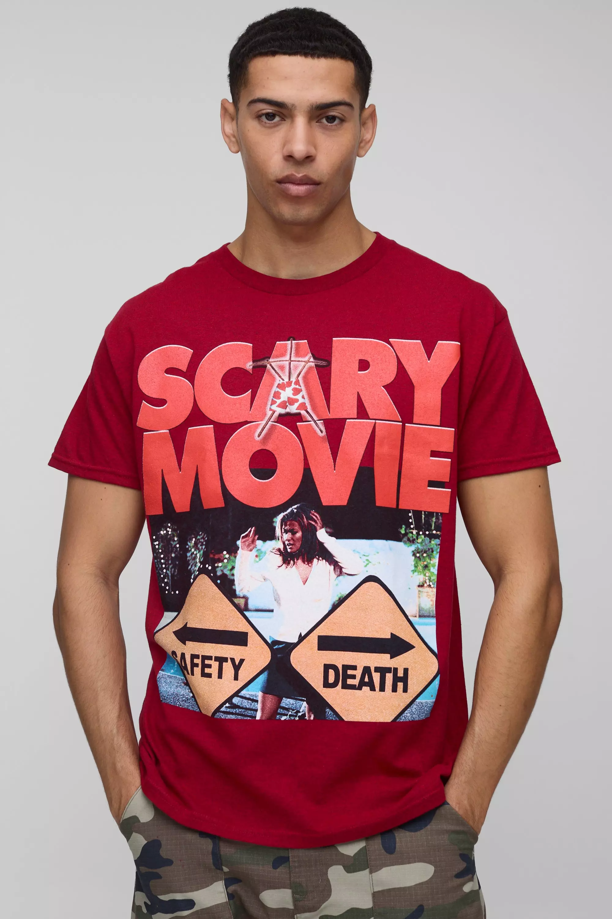 Burgundy Regular Fit Scary Movie License Printed T-Shirt alternative image