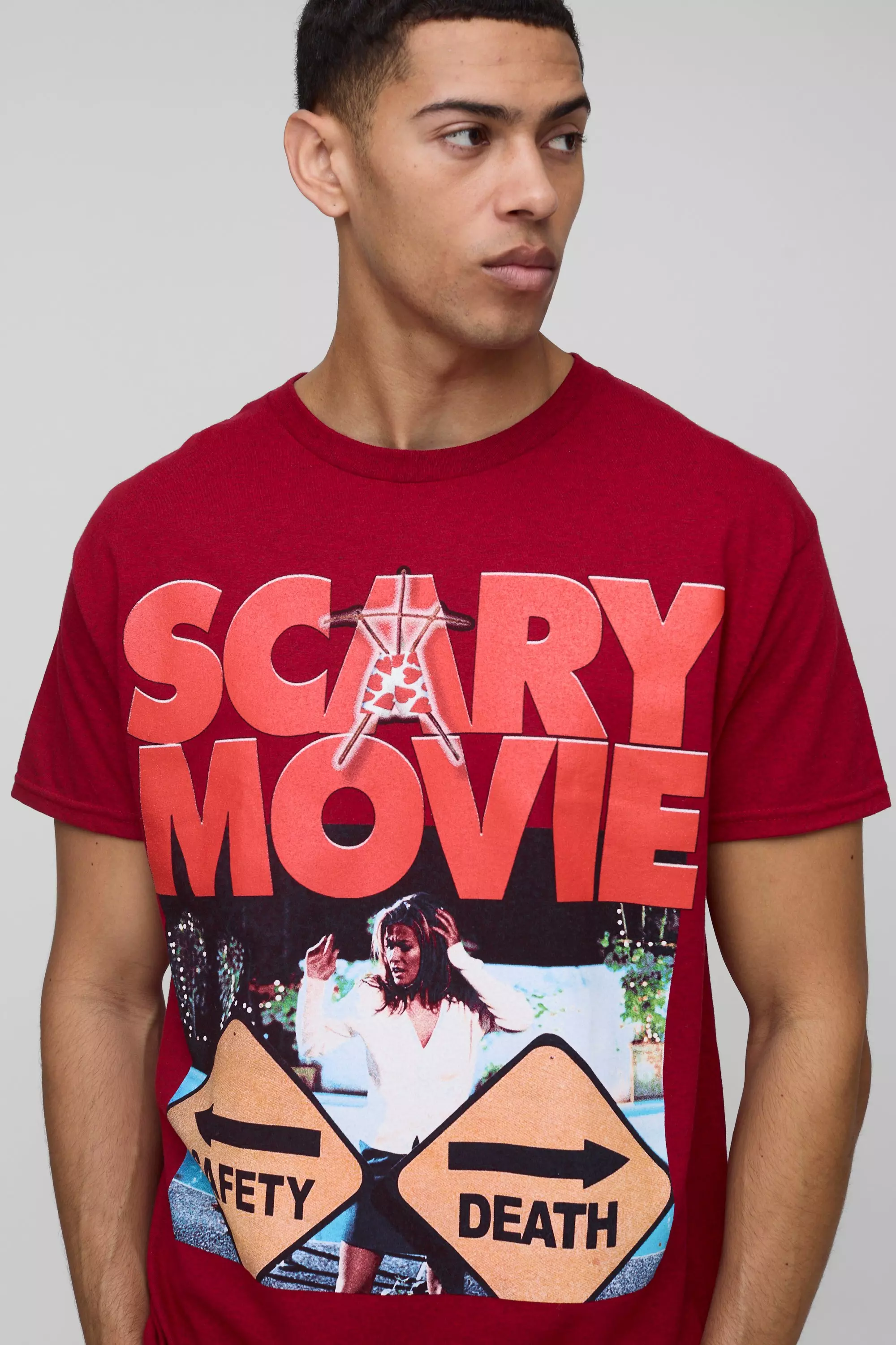 Burgundy Regular Fit Scary Movie License Printed T-Shirt alternative image