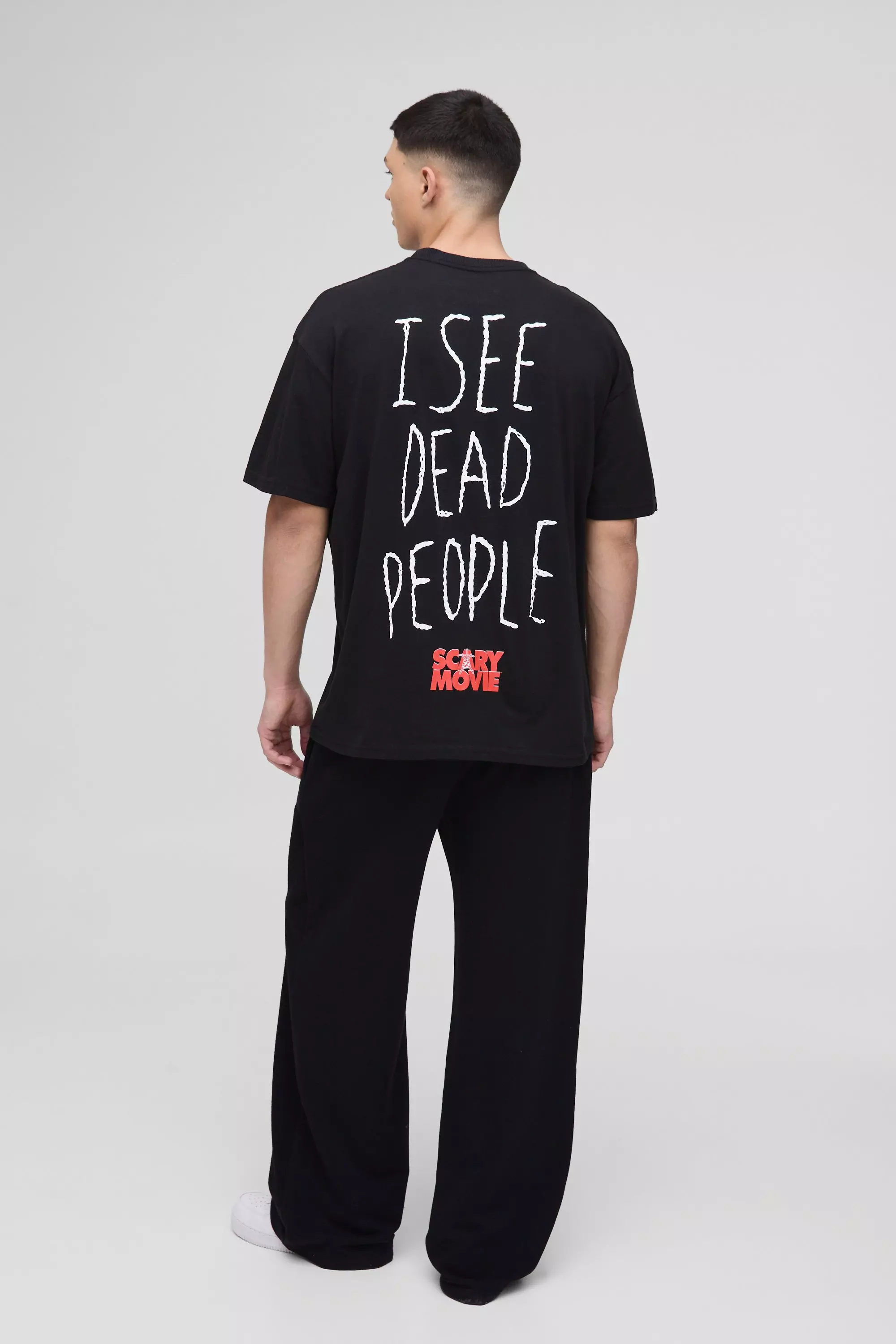 Black Oversized Scary Movie License Printed T-Shirt alternative image