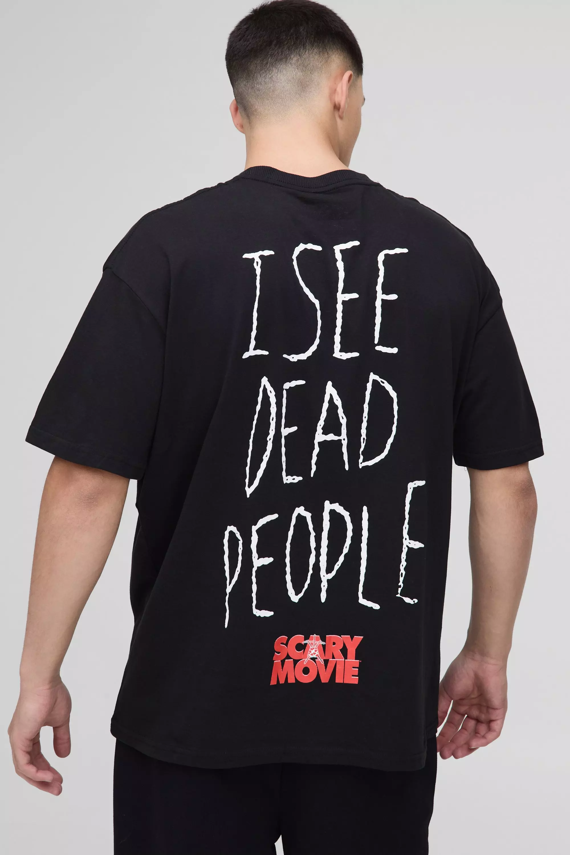Black Oversized Scary Movie License Printed T-Shirt alternative image