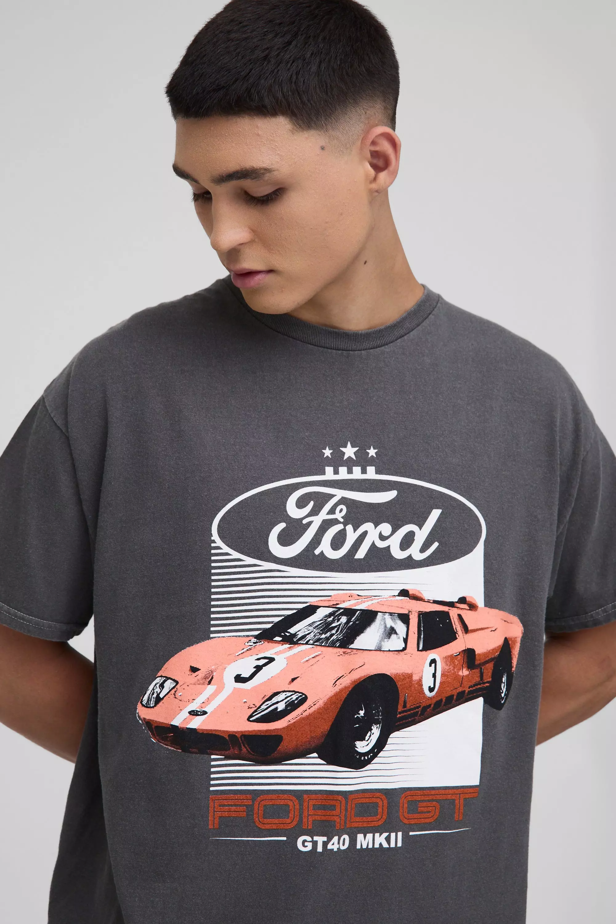 T-shirt oversize délavé à imprimé Ford GT, Charcoal autre image