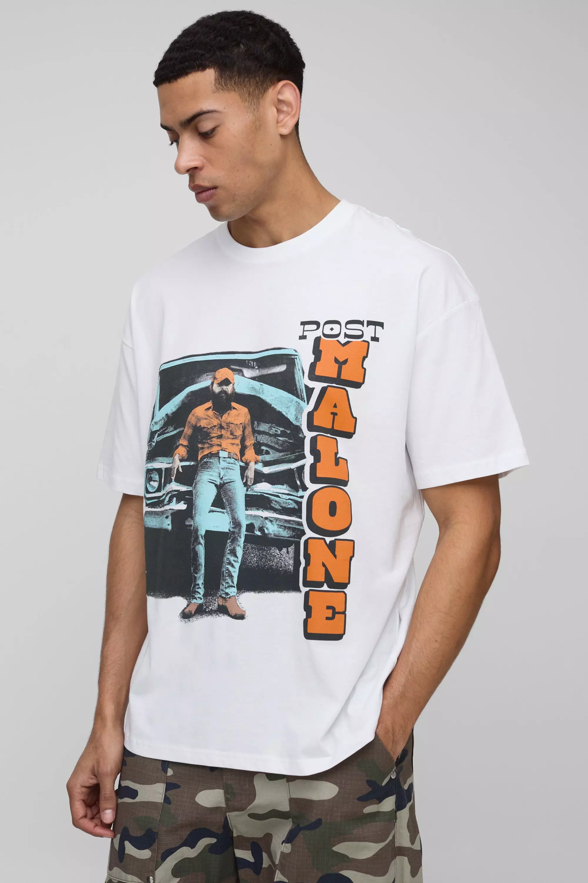 White Oversized Post Malone License Printed T-Shirt alternative image