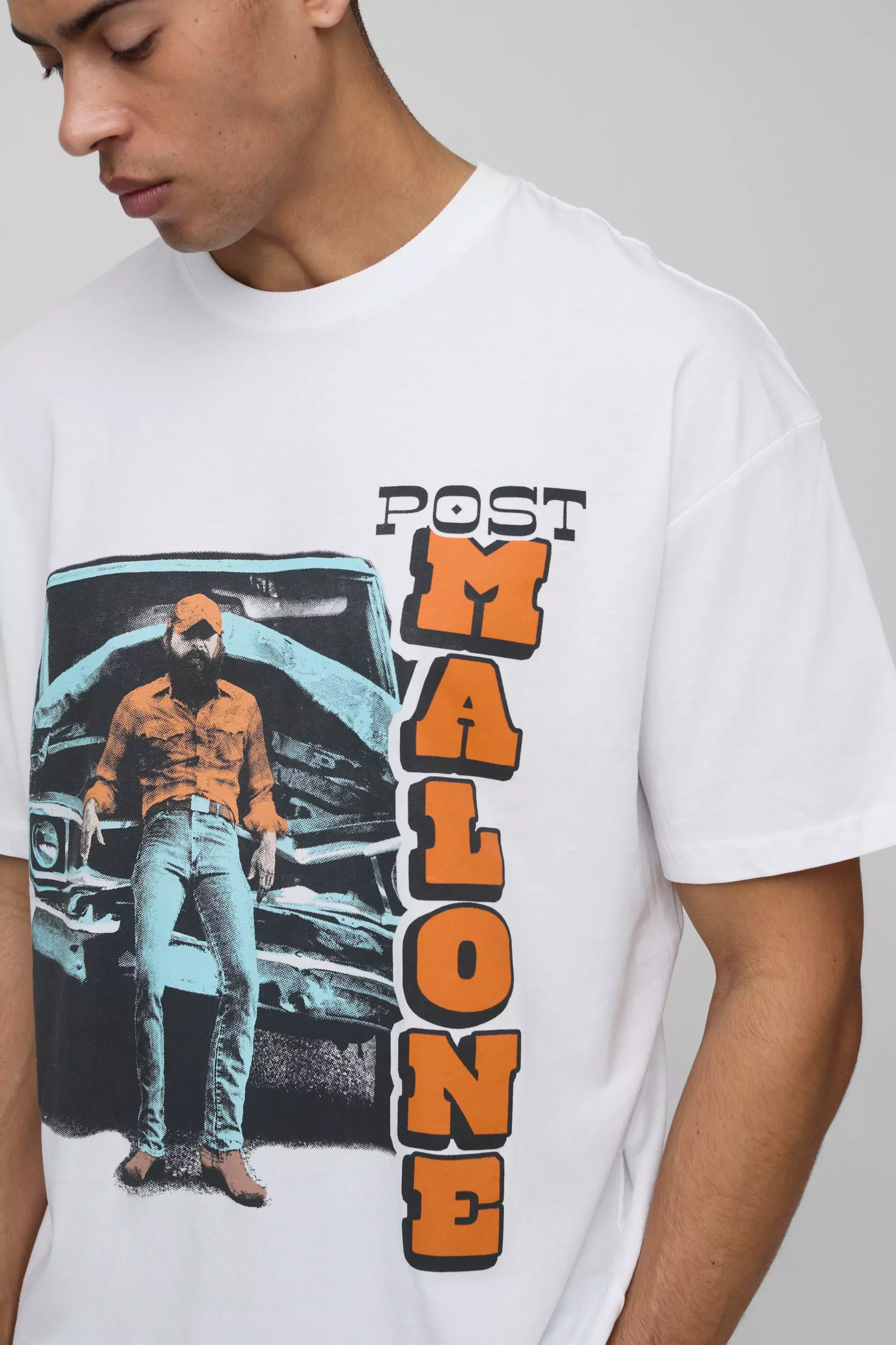 White Oversized Post Malone License Printed T-Shirt alternative image