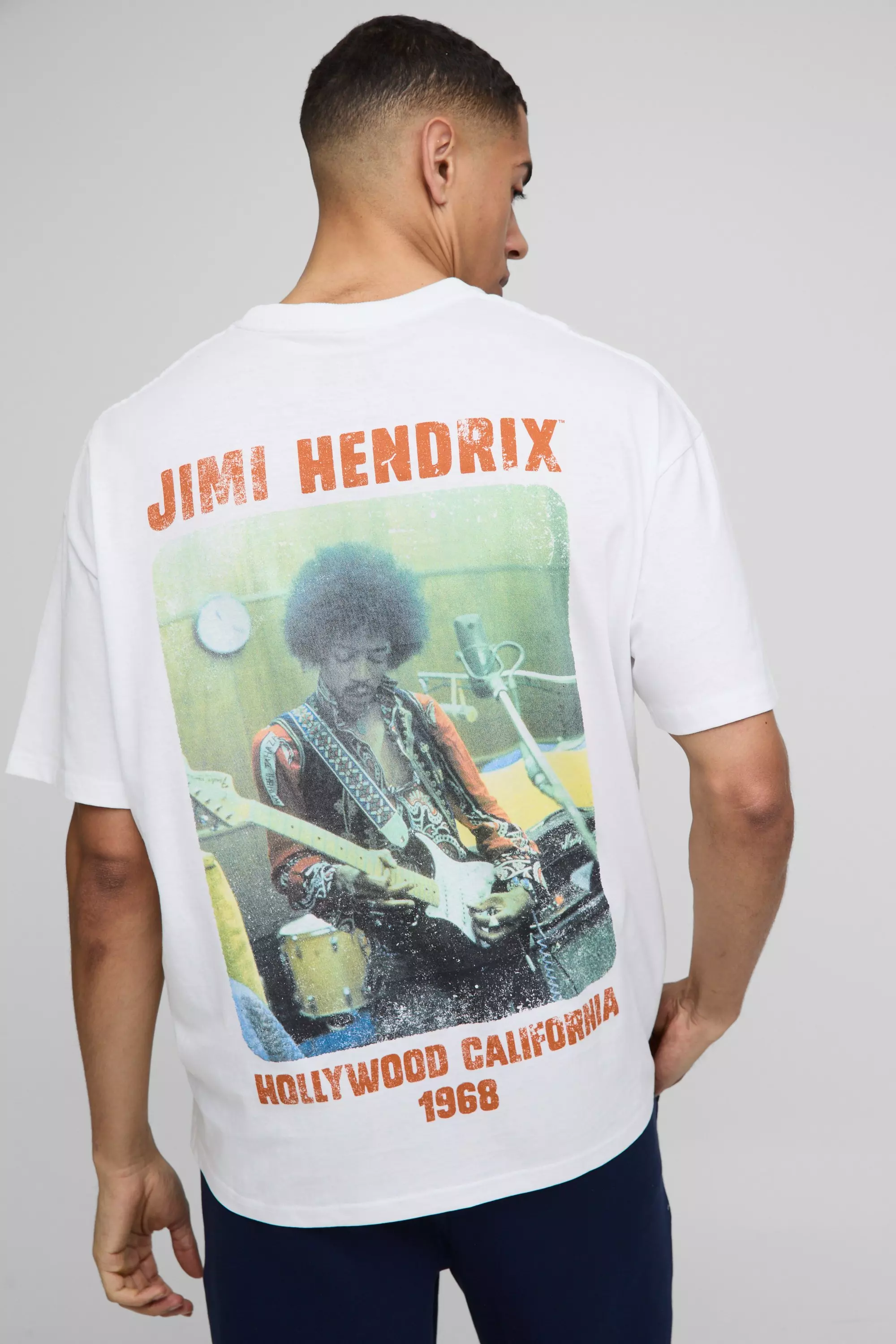 White Oversized Jimi Hendrix License Graphic T Shirt alternative image