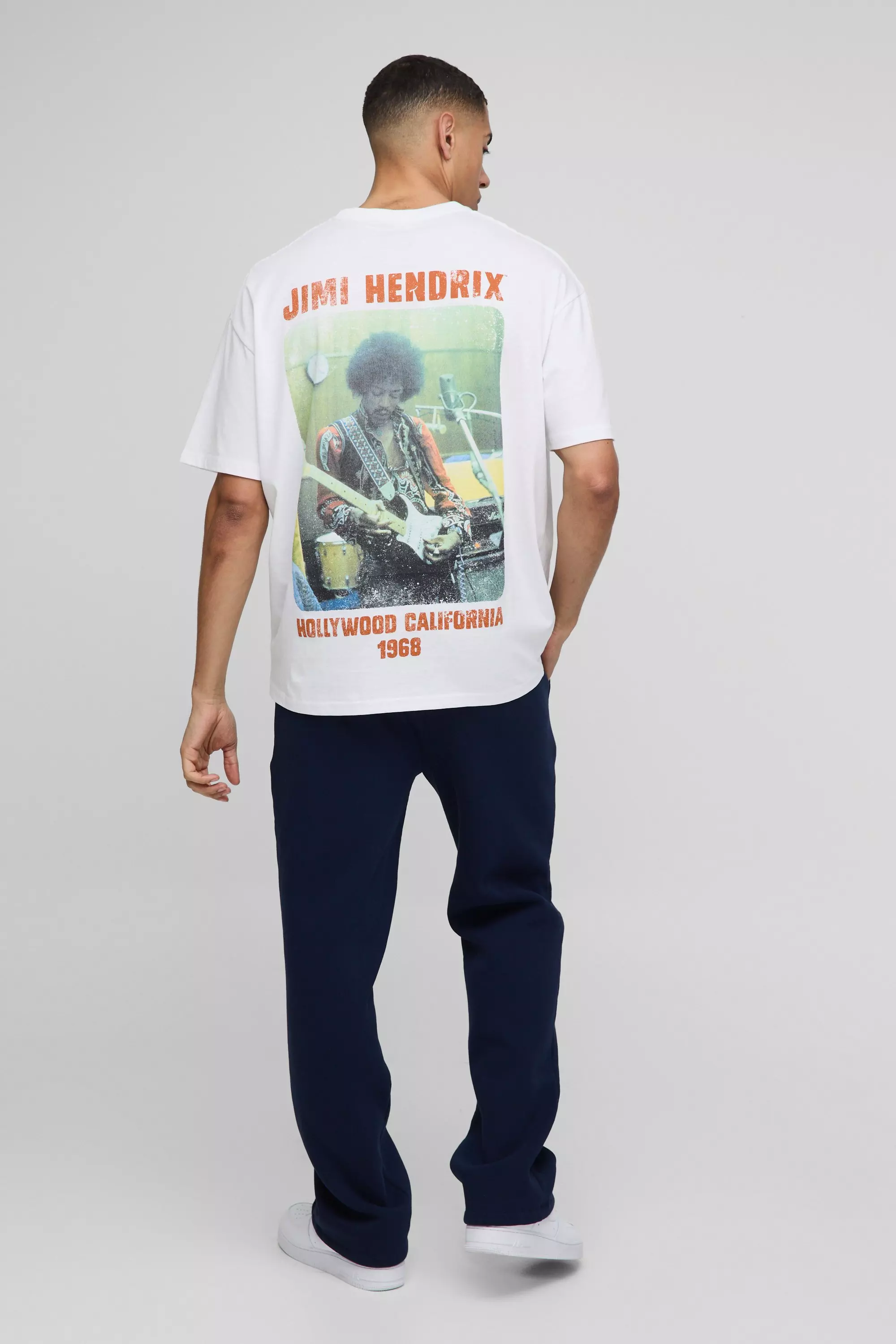 White Oversized Jimi Hendrix License Graphic T Shirt alternative image