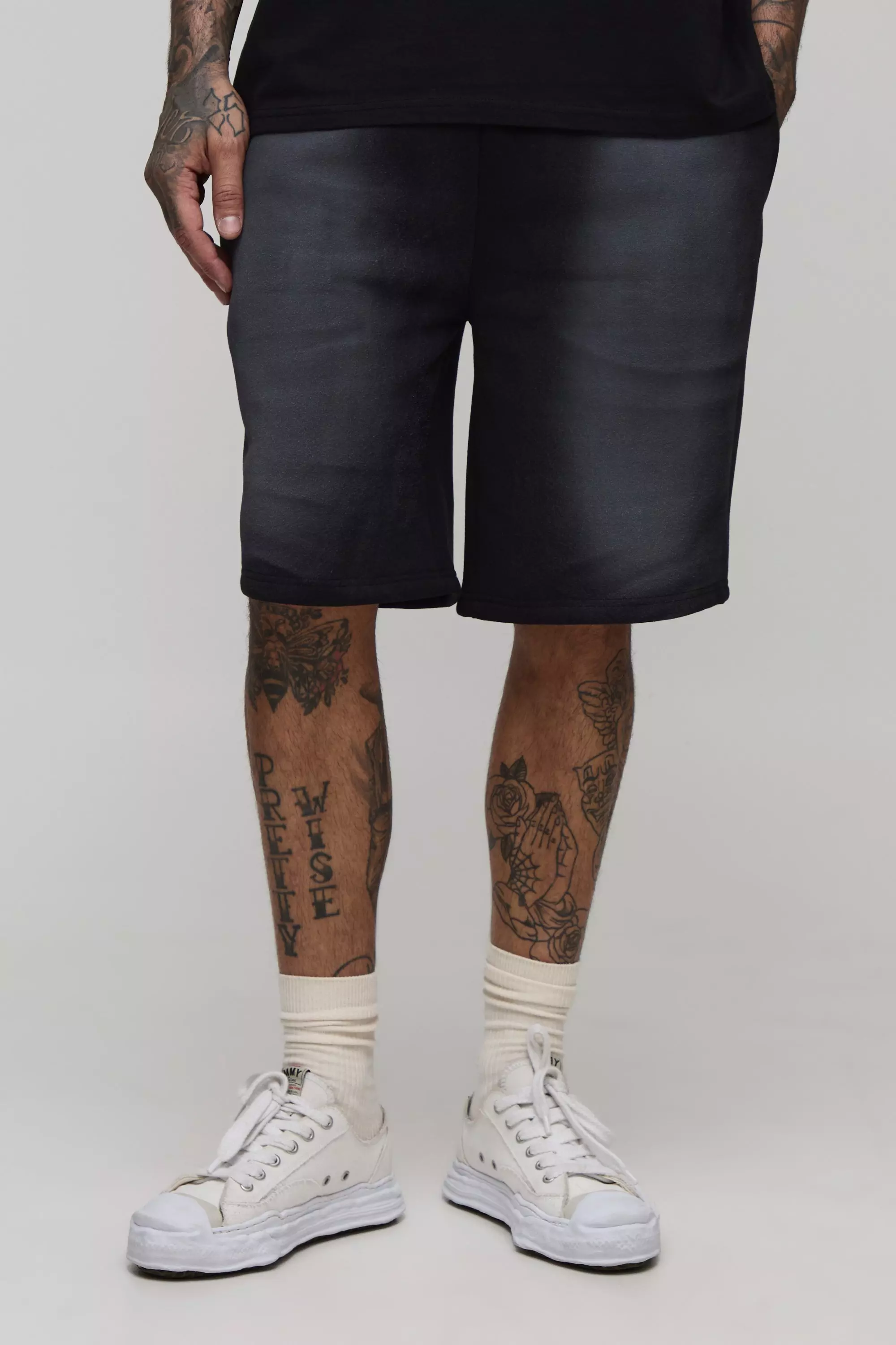 Black Tall Spray Wash Loose Short