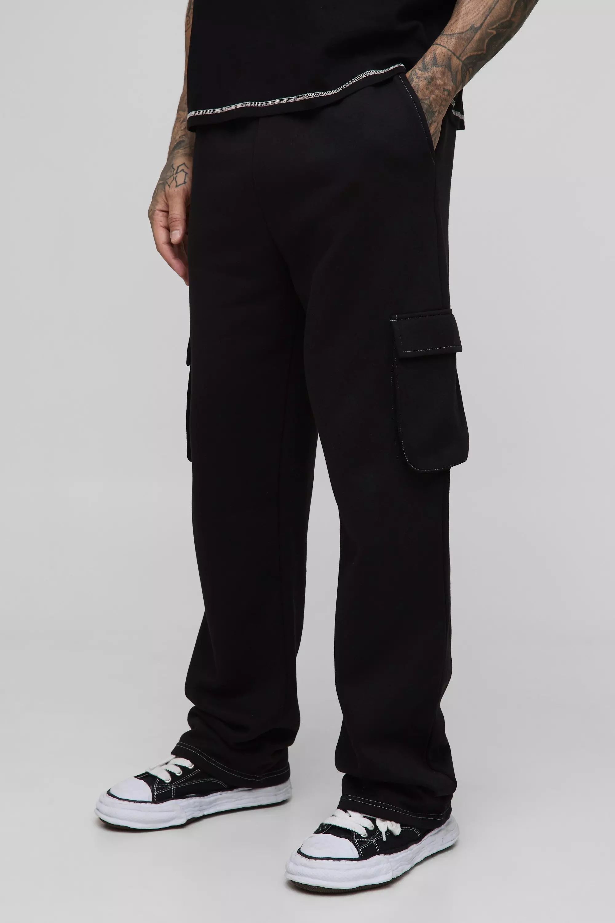Tall Relaxed Contrast Stitch Cargo Sweatpants