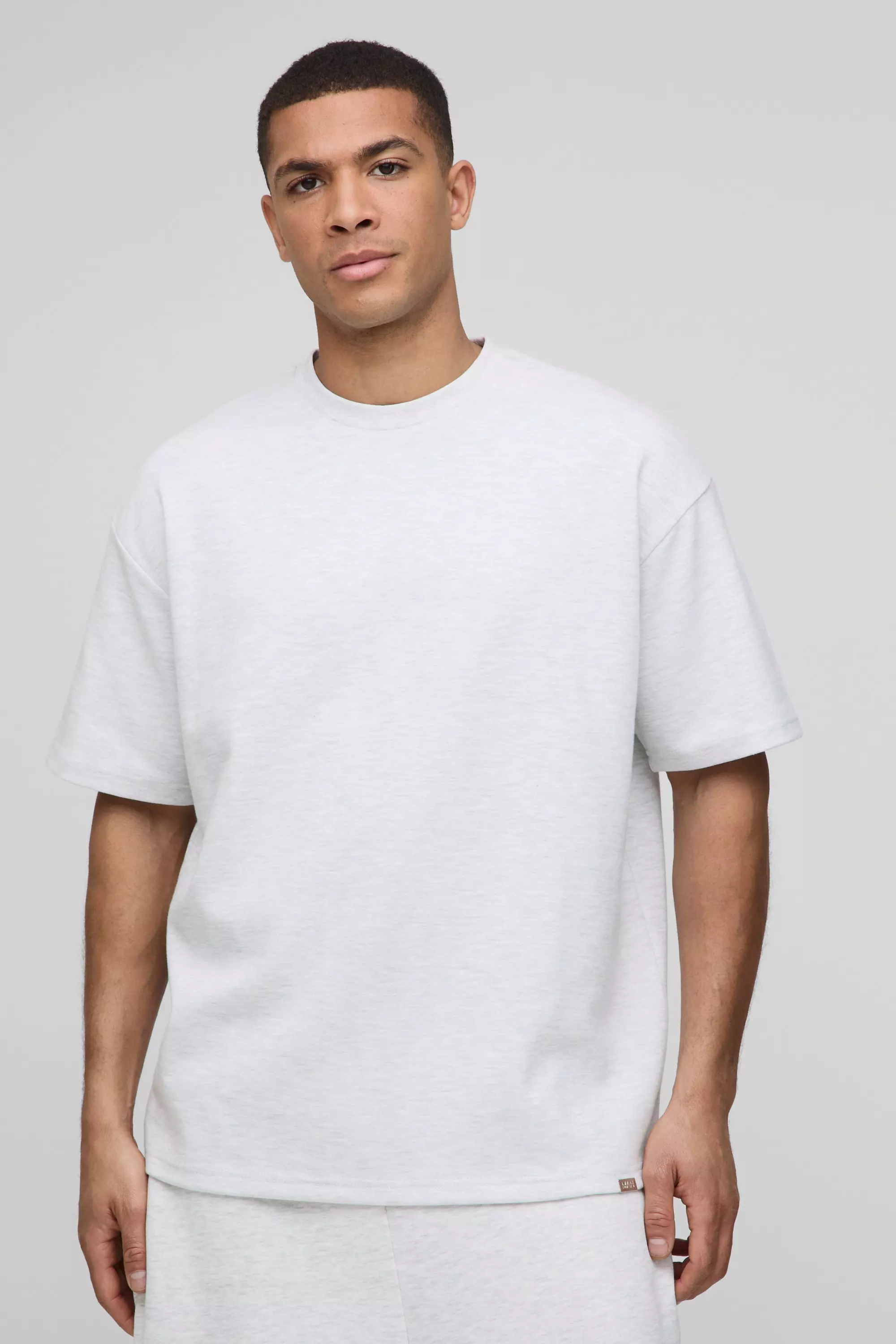 Regular Fit MAN Metal Tab Heavyweight Interlock T-Shirt Grey marl