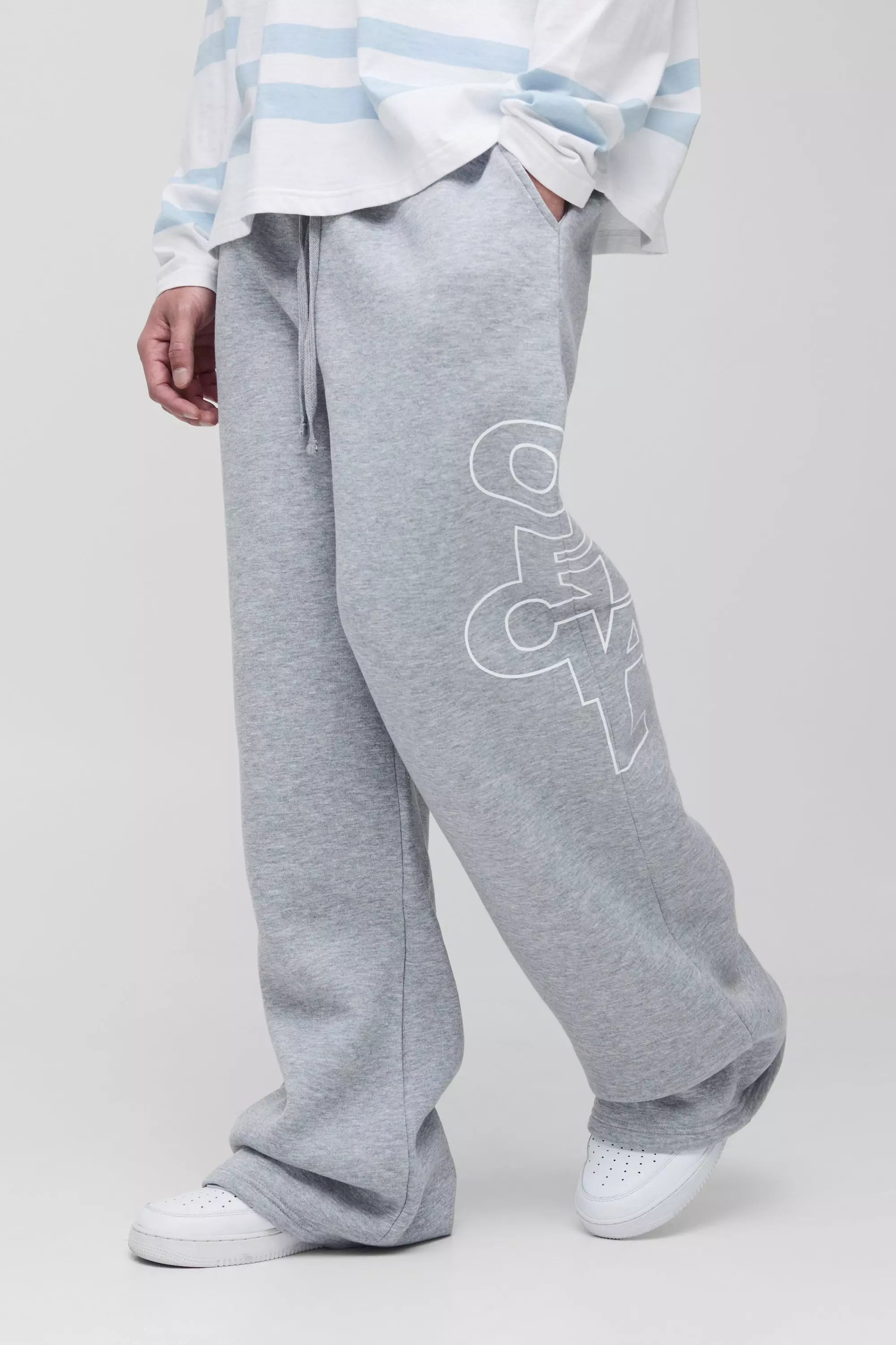 Grey marl Tall Wide Leg Official Outline Joggers alternative image