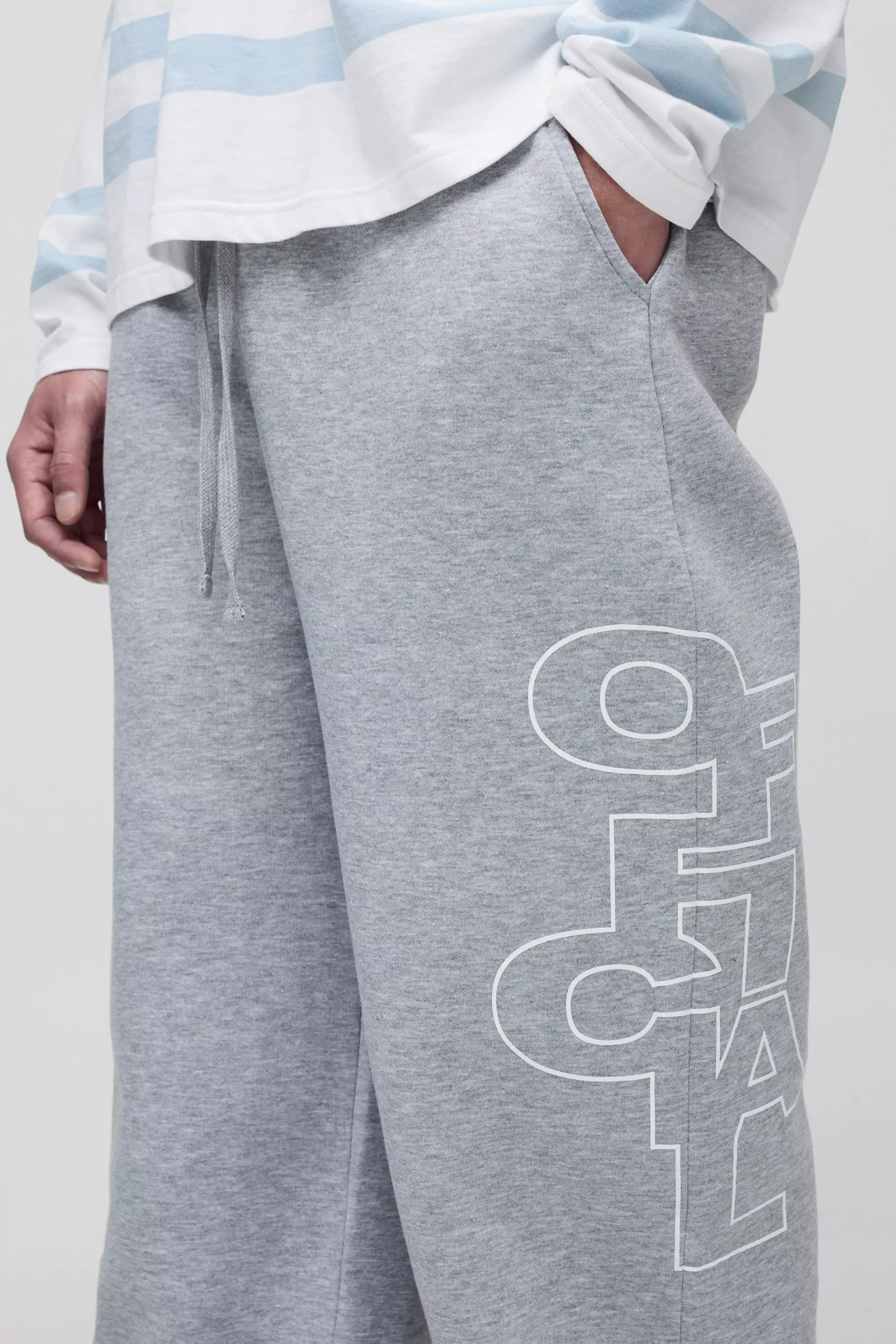 Grey marl Tall Wide Leg Official Outline Joggers alternative image