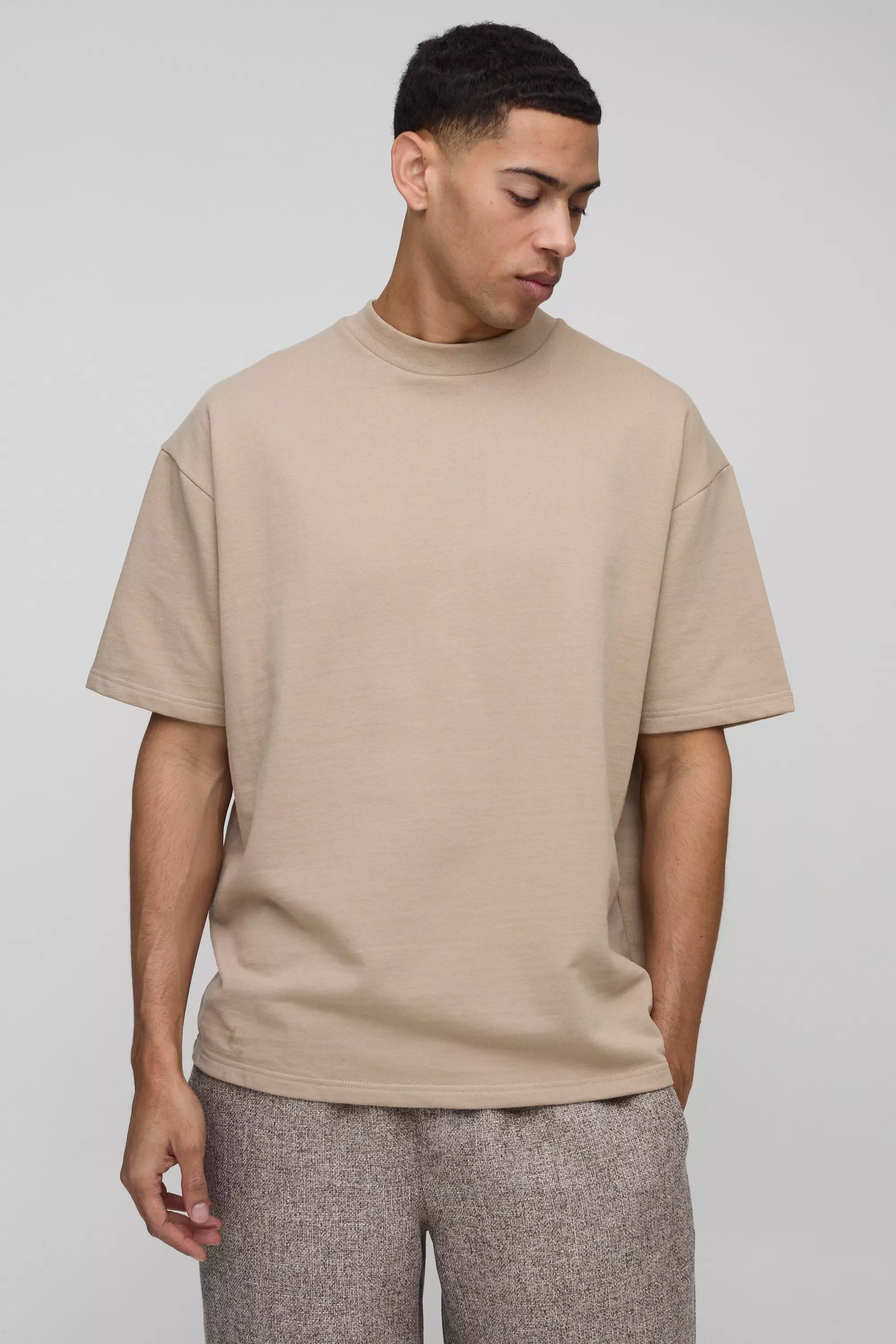 Oversized Extended Neck Heavyweight T-shirt Mocha