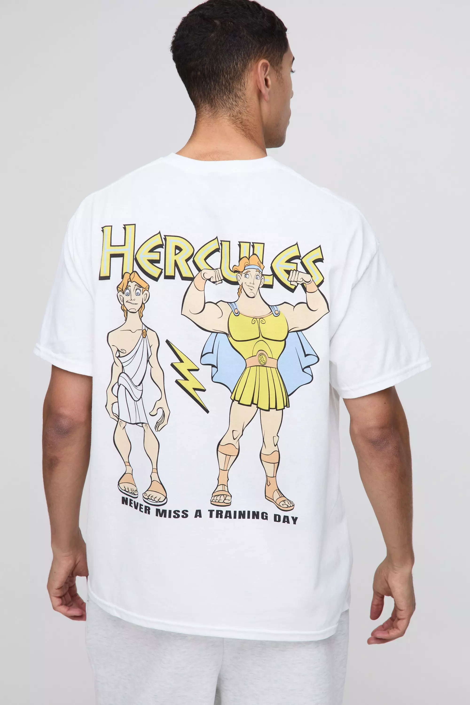 Oversized Hercules Disney License Graphic T Shirt White