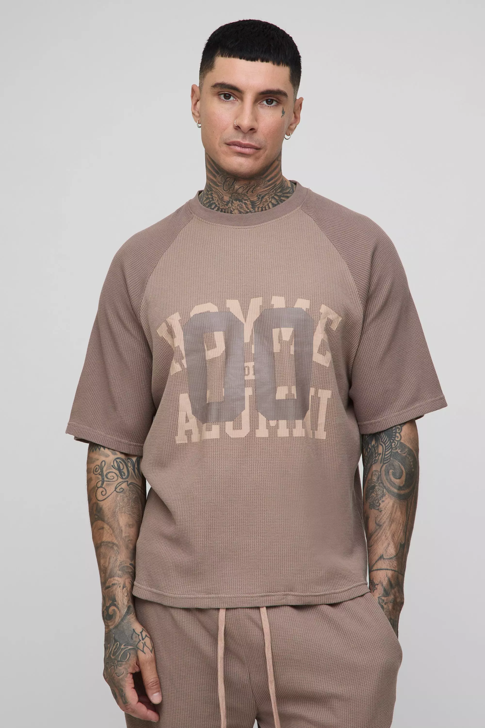 Tall kastiges Oversize T-Shirt in Waffeloptik, Brown alternatives Bild