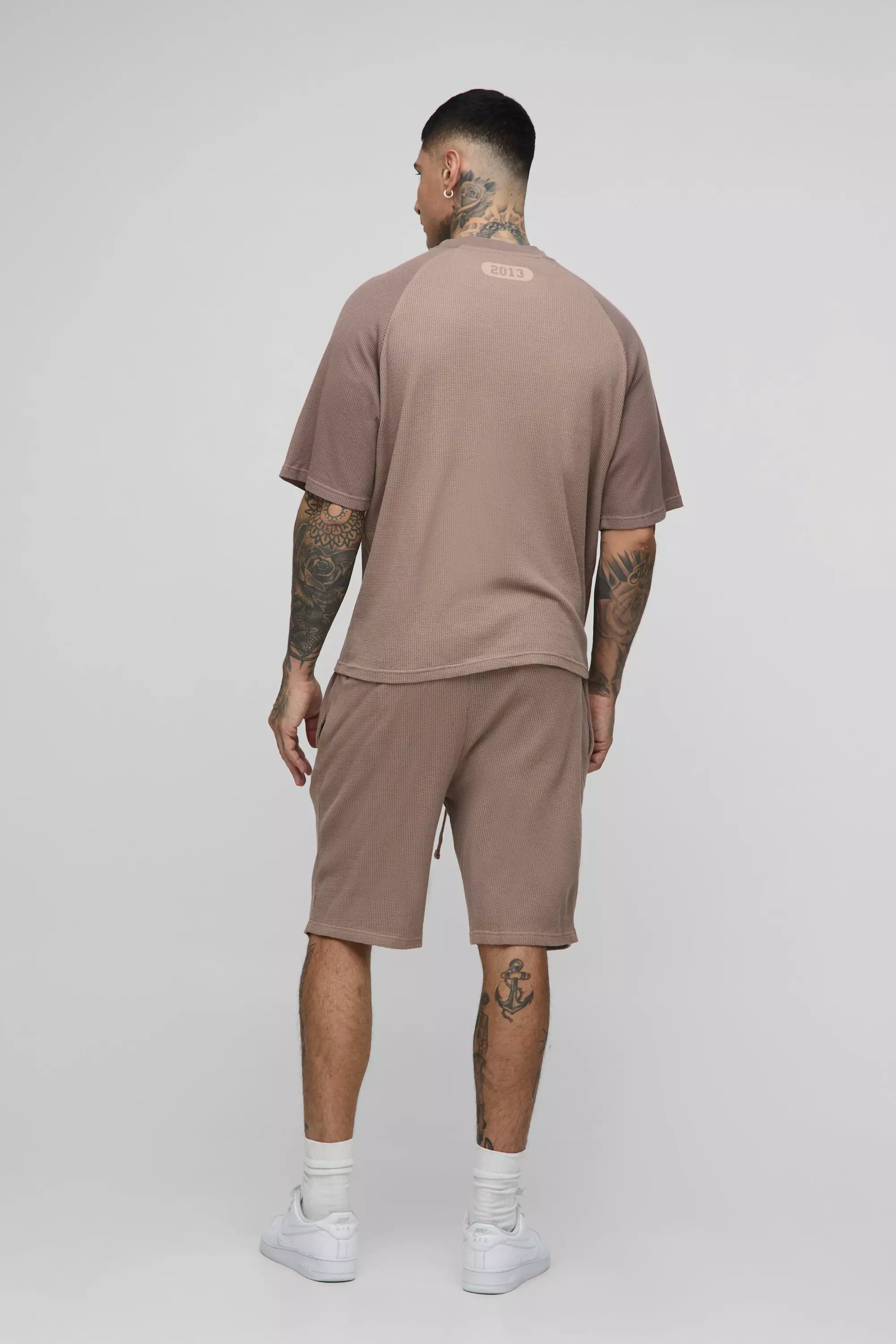Tall kastiges Oversize T-Shirt in Waffeloptik, Brown alternatives Bild