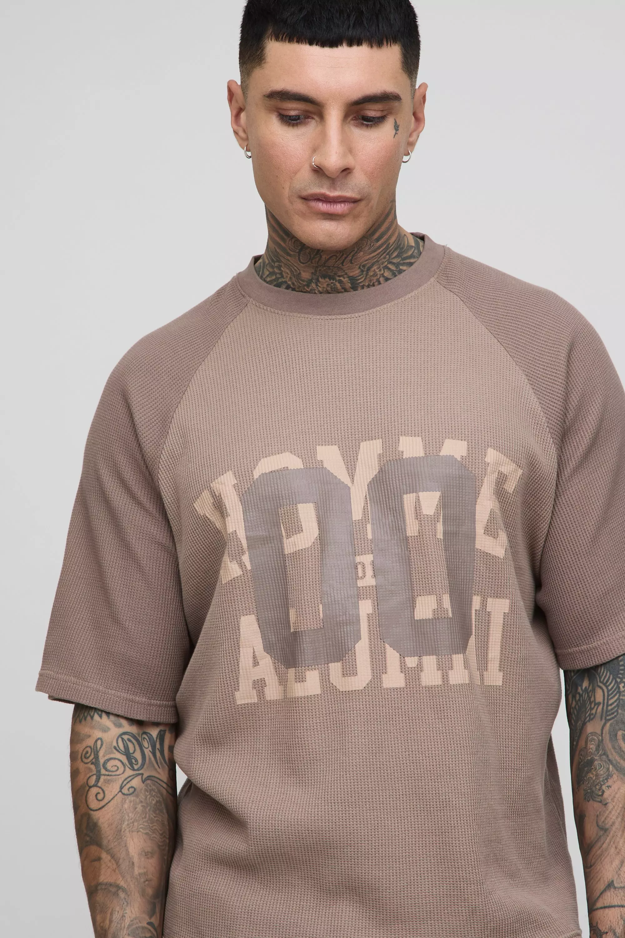Tall kastiges Oversize T-Shirt in Waffeloptik, Brown alternatives Bild