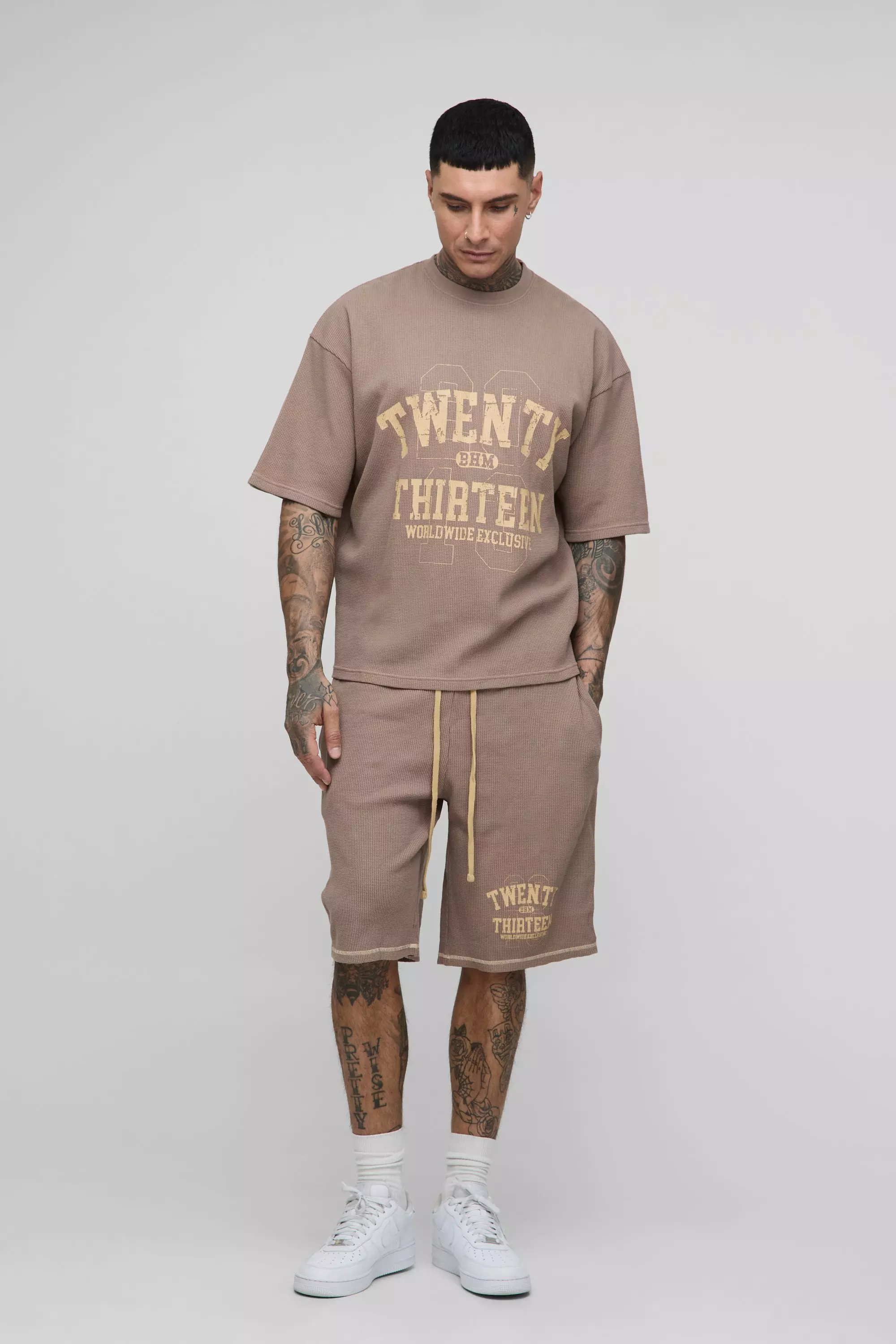 Tall - Ensemble oversize imprimé en tissu gaufré, Brown autre image