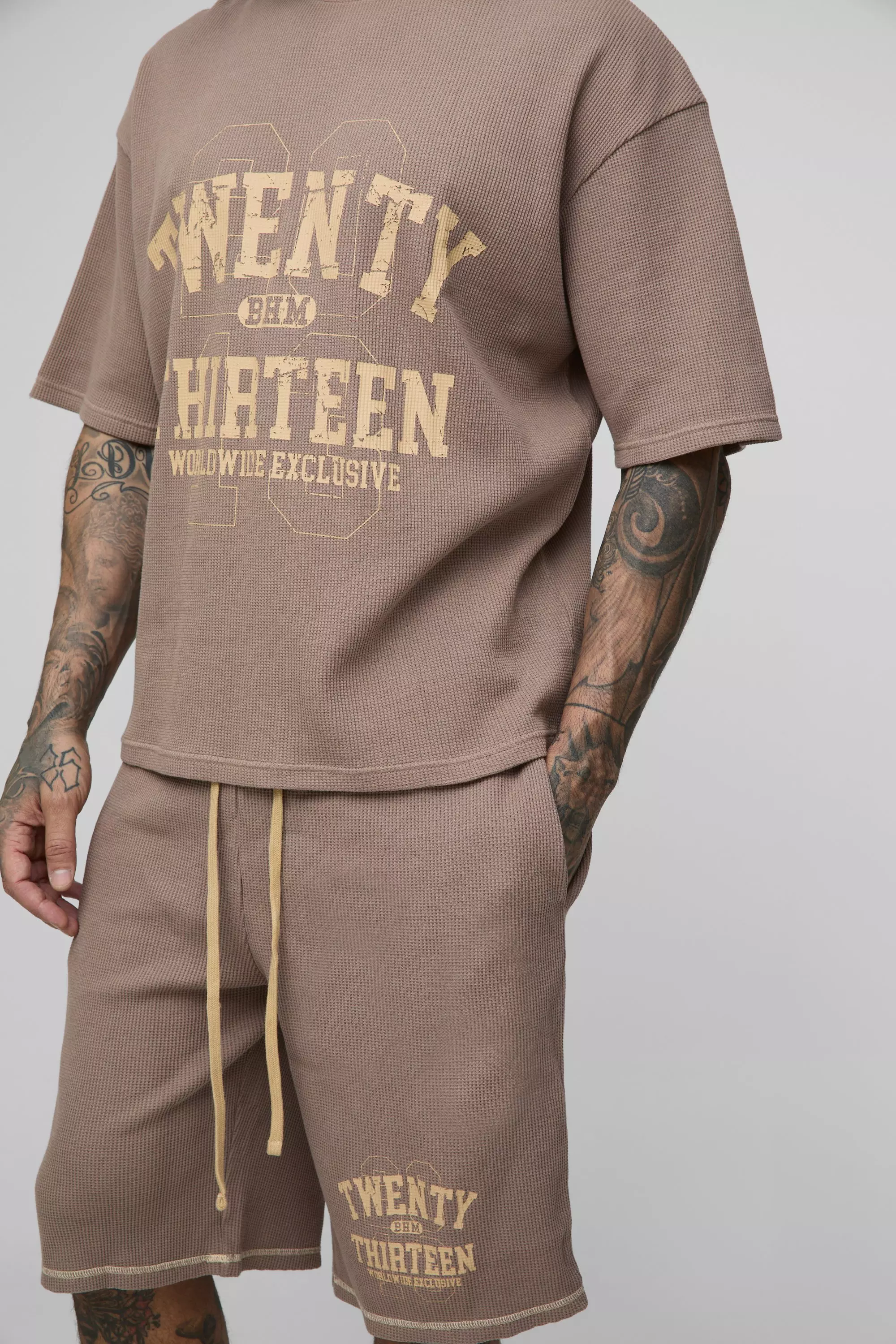 Tall - Ensemble oversize imprimé en tissu gaufré, Brown autre image