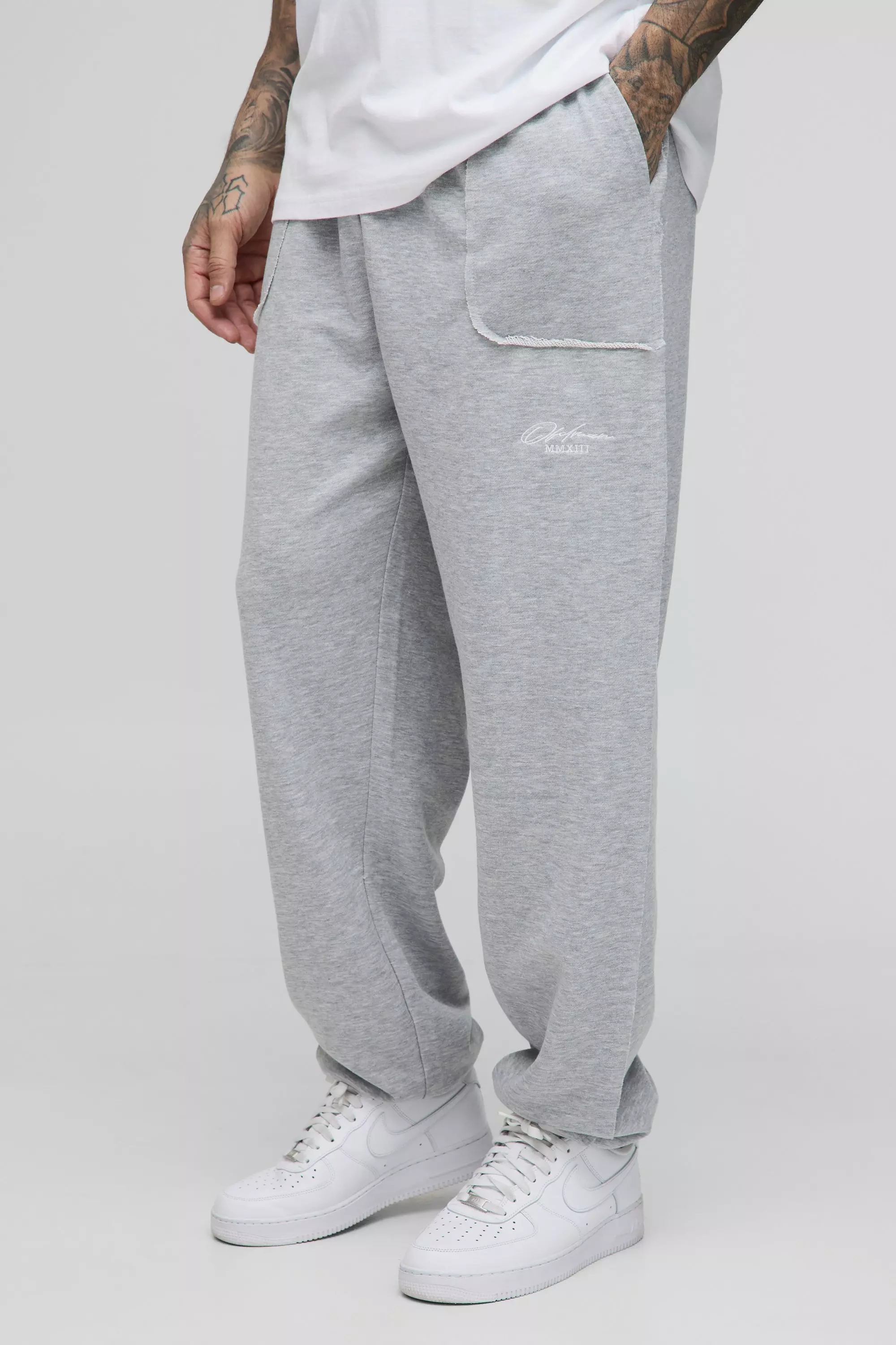 Tall Official Embroidered Oversized Loopback Joggers Grey marl
