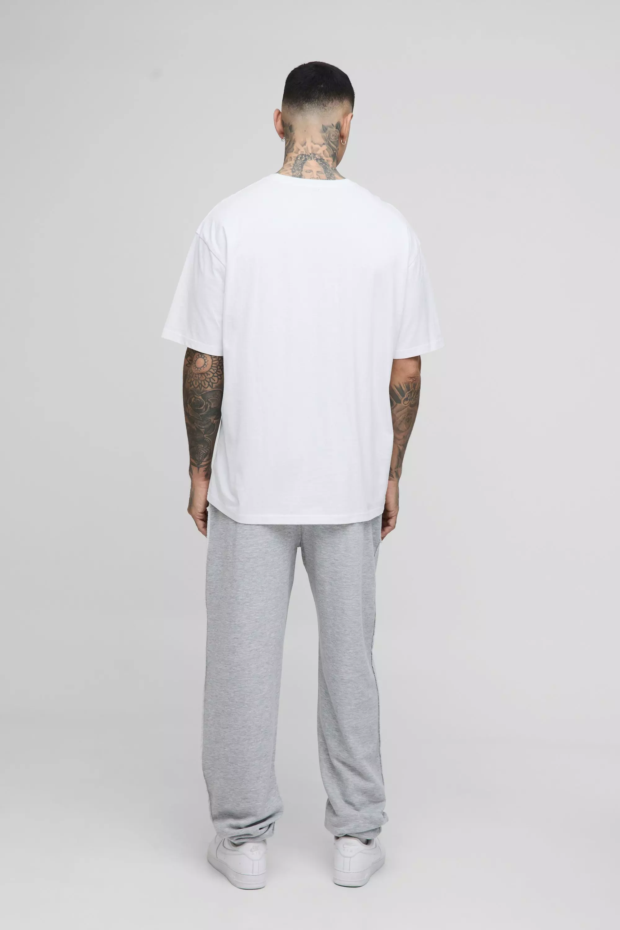 Tall Official Embroidered Oversized Loopback Joggers | boohooMAN