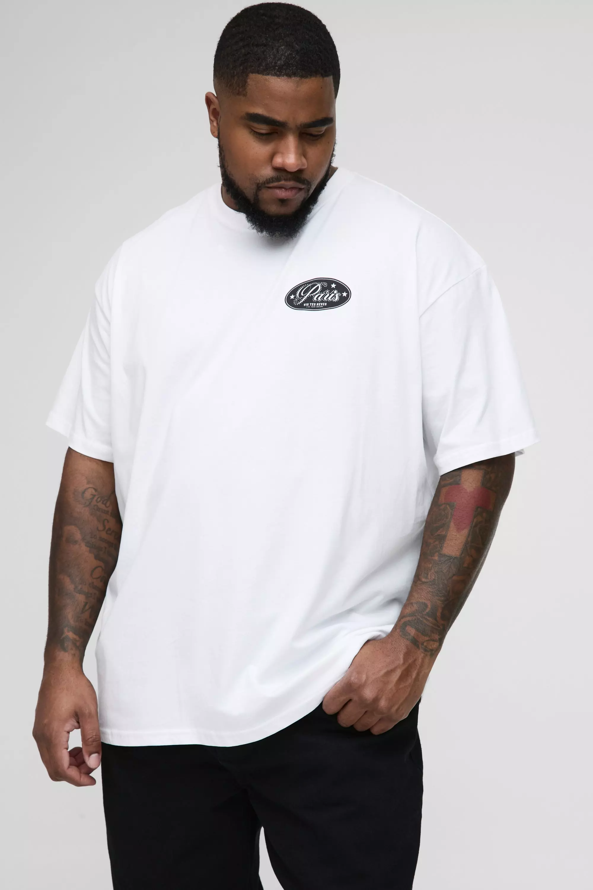 White Plus Oversized Paris T-Shirt alternatieve afbeelding