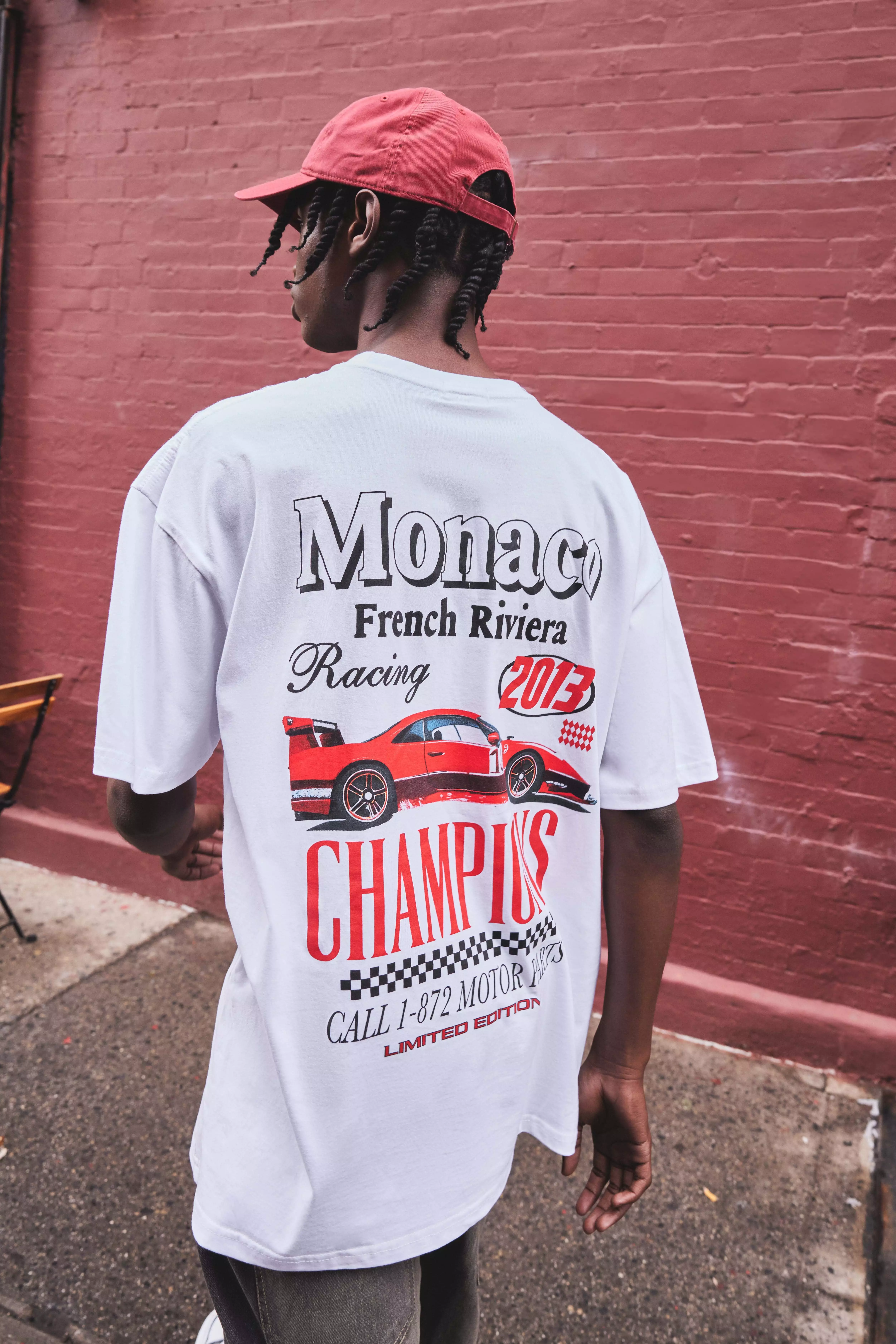 White Oversized Monaco Champions Auto T-Shirt alternatieve afbeelding