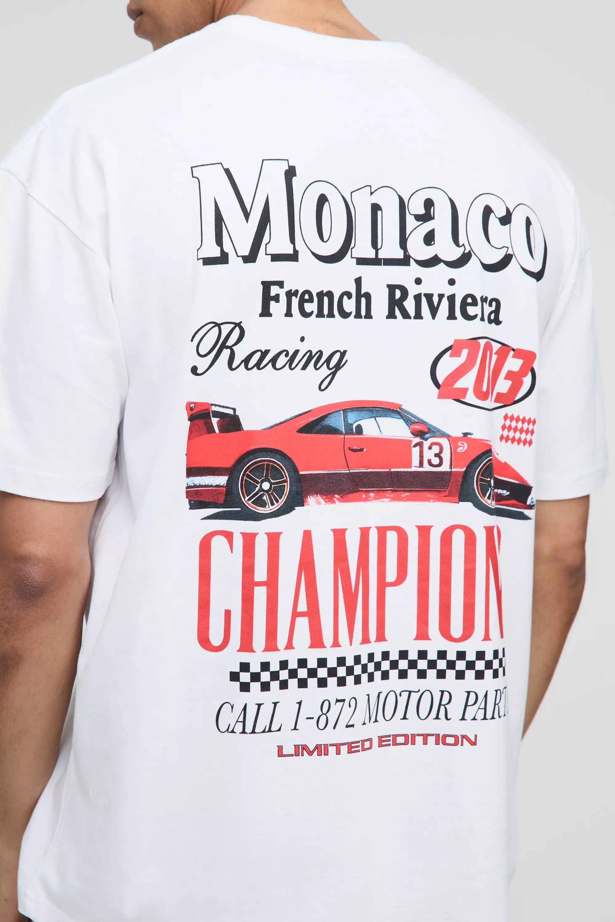 White Oversized Monaco Champions Auto T-Shirt alternatieve afbeelding