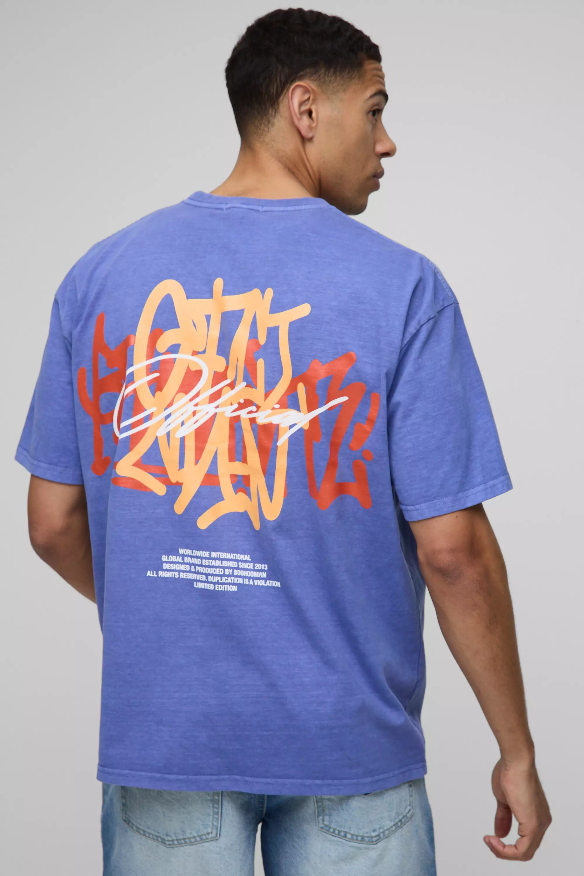 Oversize T-Shirt mit Graffiti-Print, Dark blue alternatives Bild