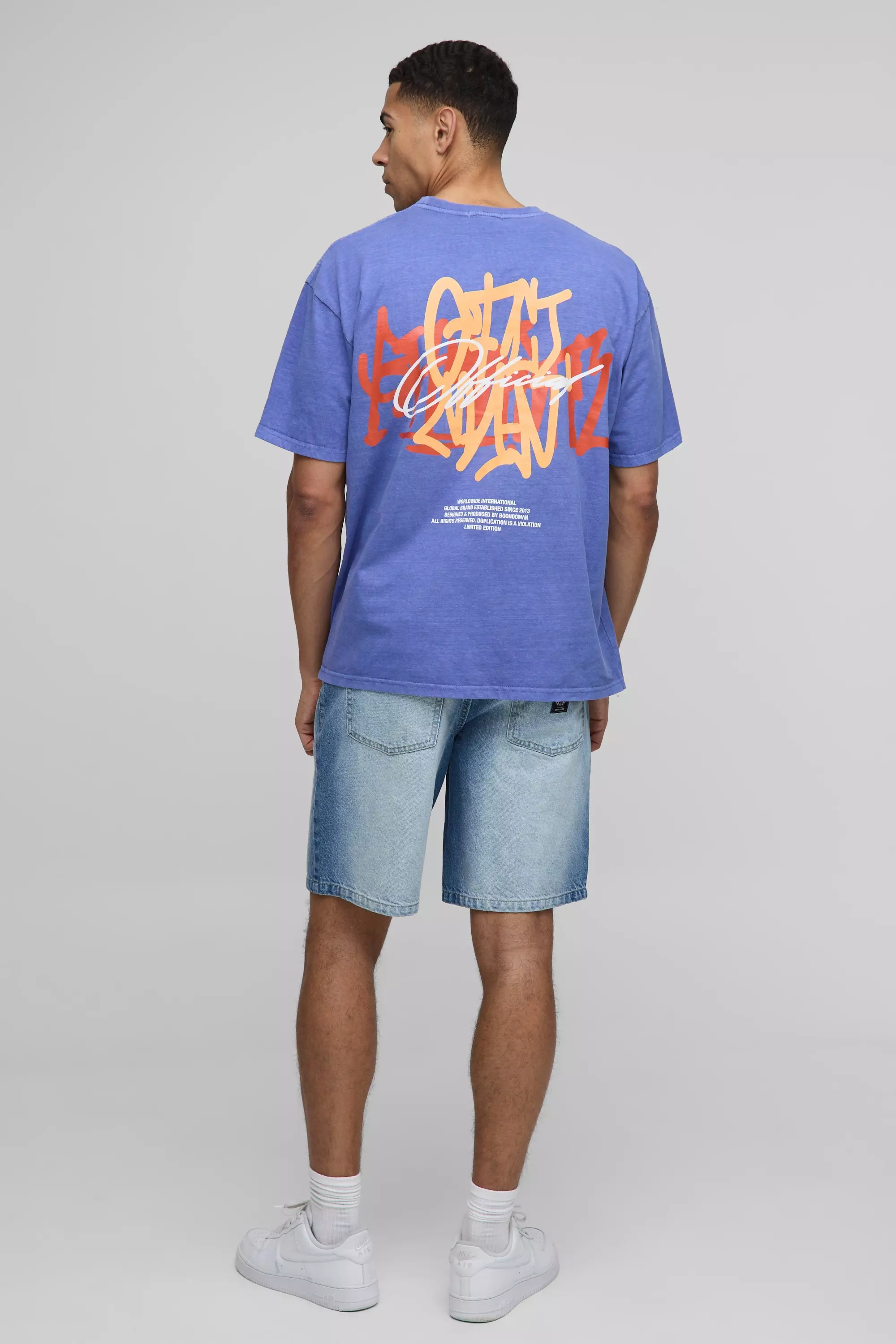 Oversize T-Shirt mit Graffiti-Print, Dark blue alternatives Bild