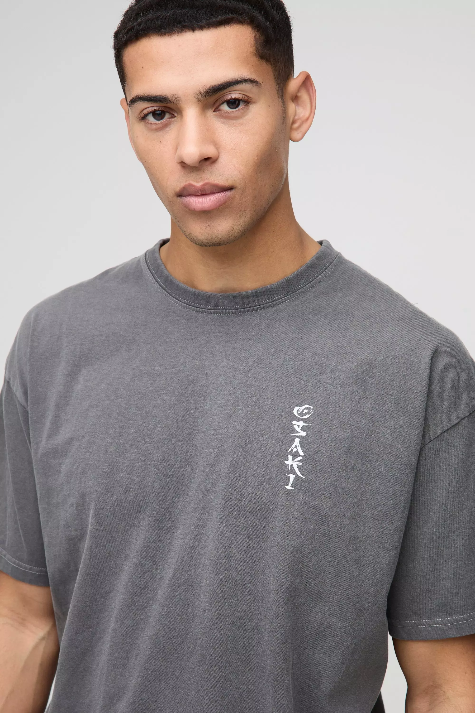 Oversized Japan Graphic Washed T-Shirt | boohooMAN USA