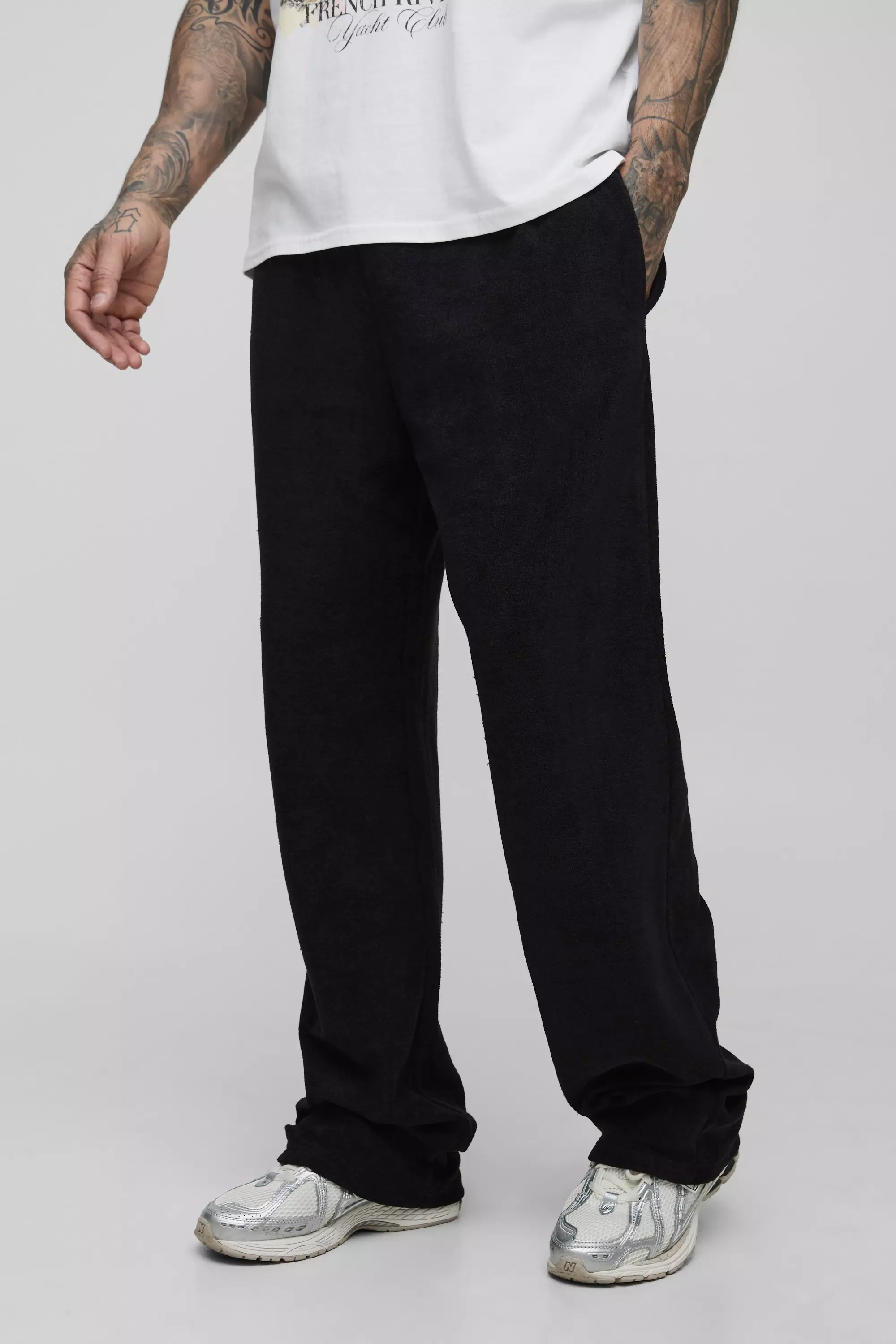 Black Tall Relaxed Fit Premium Towelling Jogger alternative image